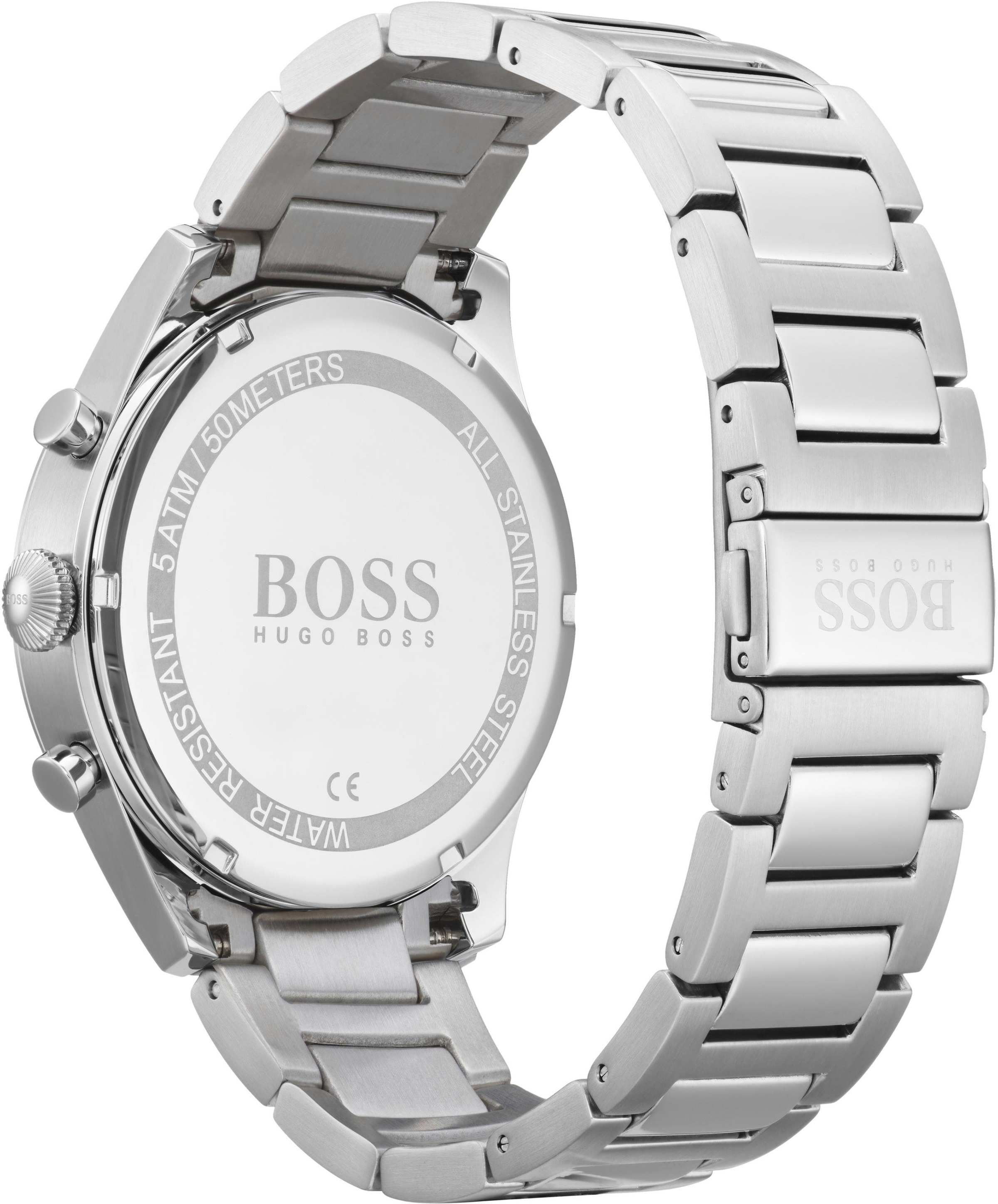 BOSS Chronograph »PIONEER«, Quarzuhr, Herrenuhr, Armbanduhr, Stoppfunktion, Edelstahlarmband