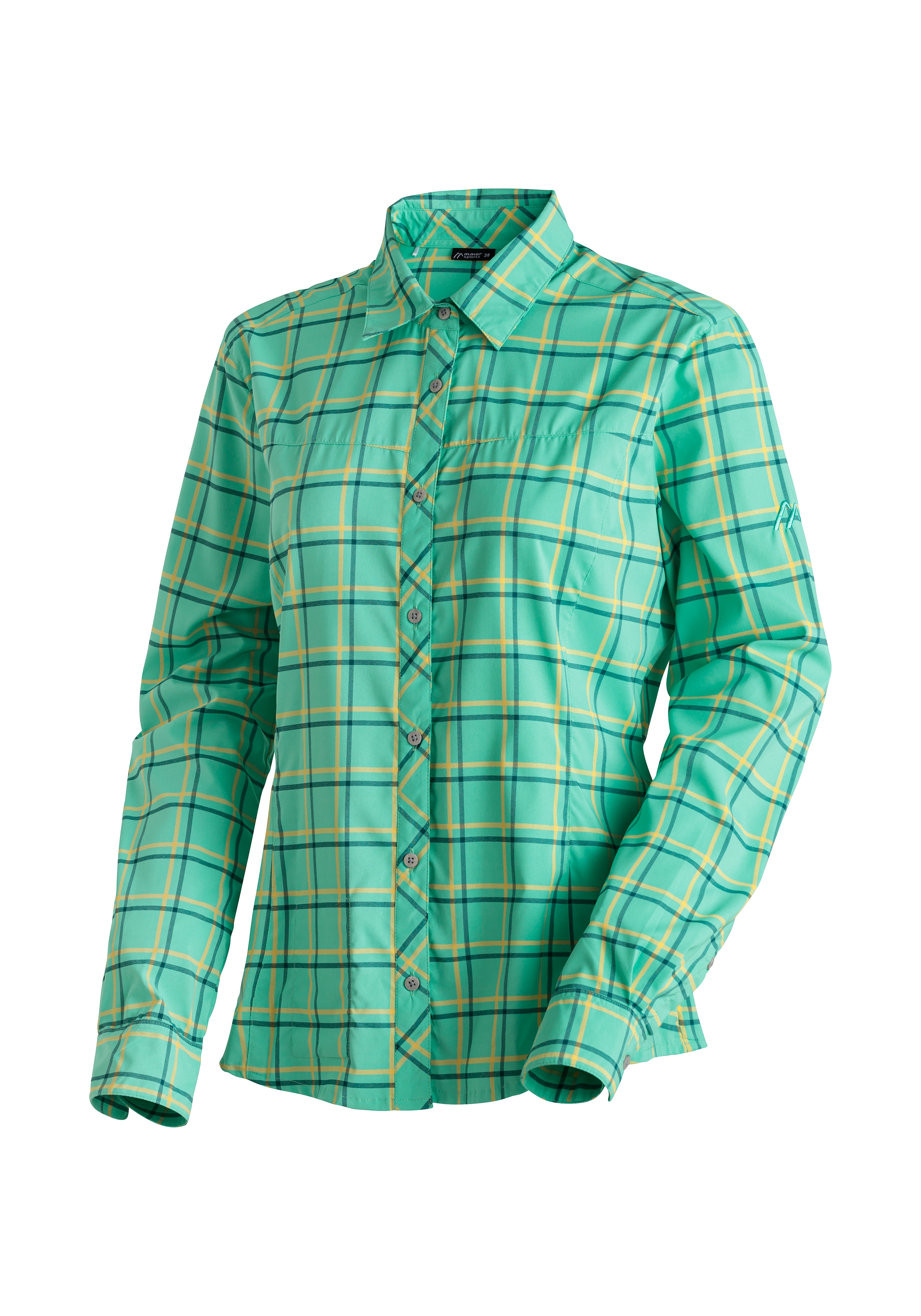 Maier Sports Funktionsbluse "Kendra L/S W" Damen Bluse, leichte Langarmbluse, Blusen-Shirt, Karobluse, Reg Fit