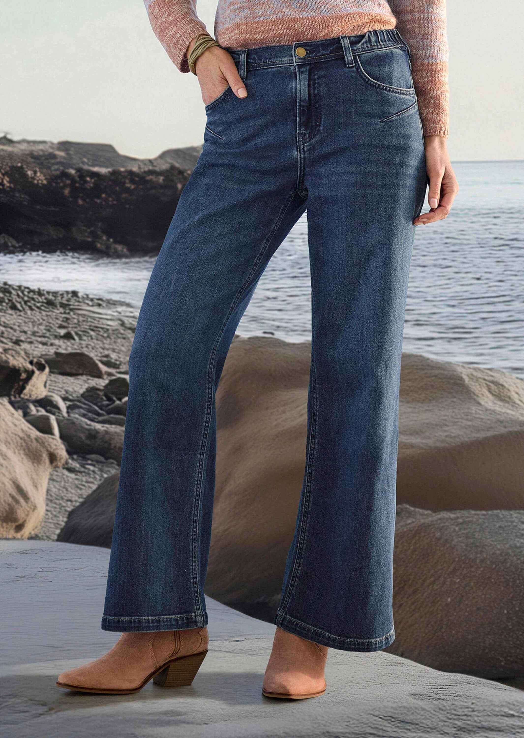 GOLDNER Regular-fit-Jeans »Kurzgröße 5-Pocket Jeans-Culotte VERA«