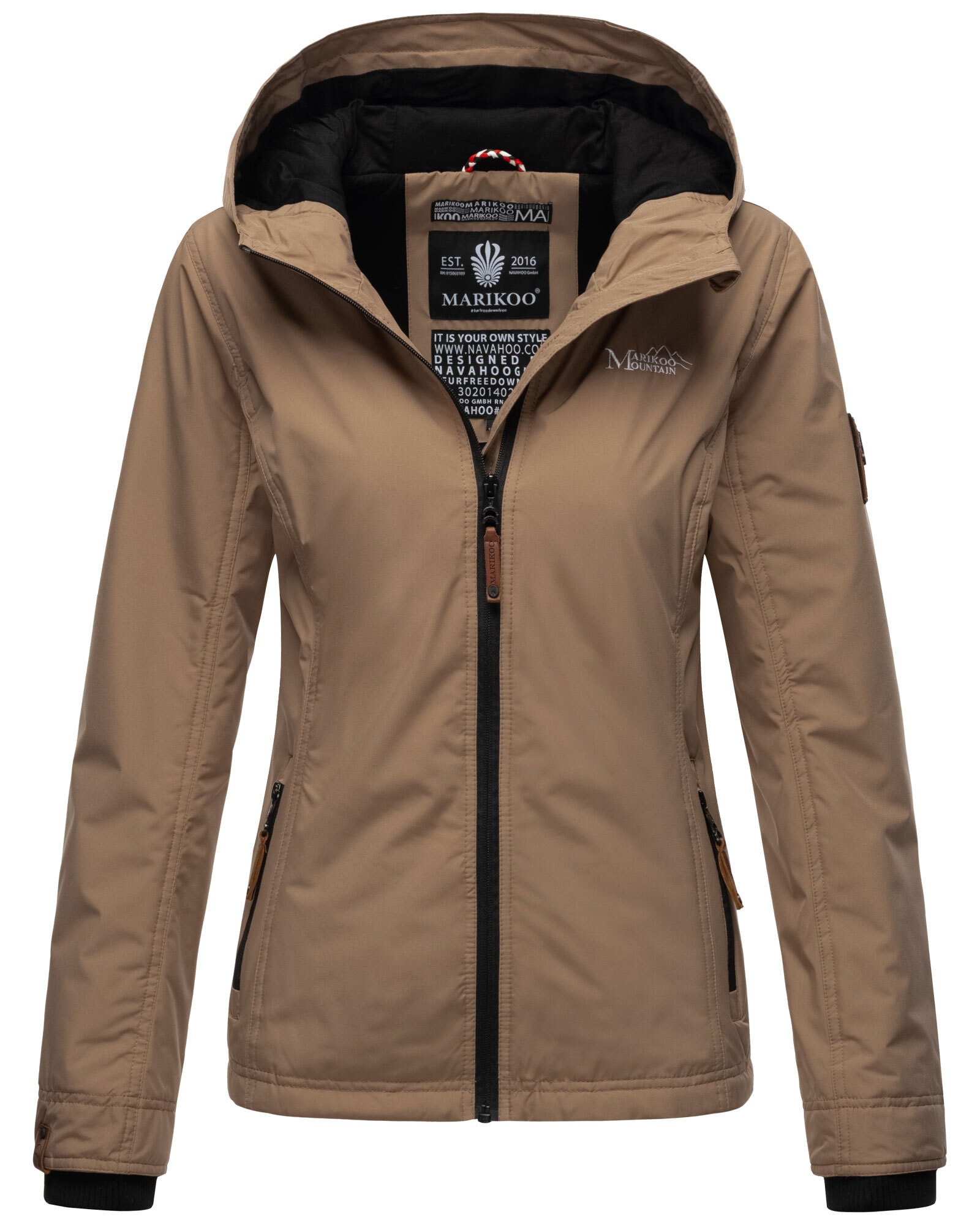 Marikoo Outdoorjacke "Brombeere" Sportliche Übergangsjacke mit Kapuze und schützendem Kragen
