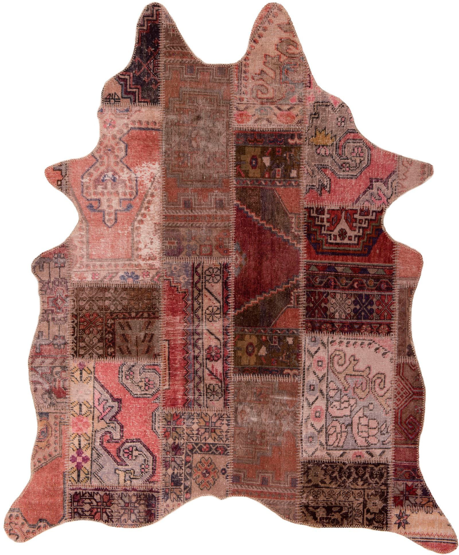 Gino Falcone Fellteppich »Elena 73«, fellförmig, 3 mm Höhe, Kunstfell, bedruckt, Patchwork Design