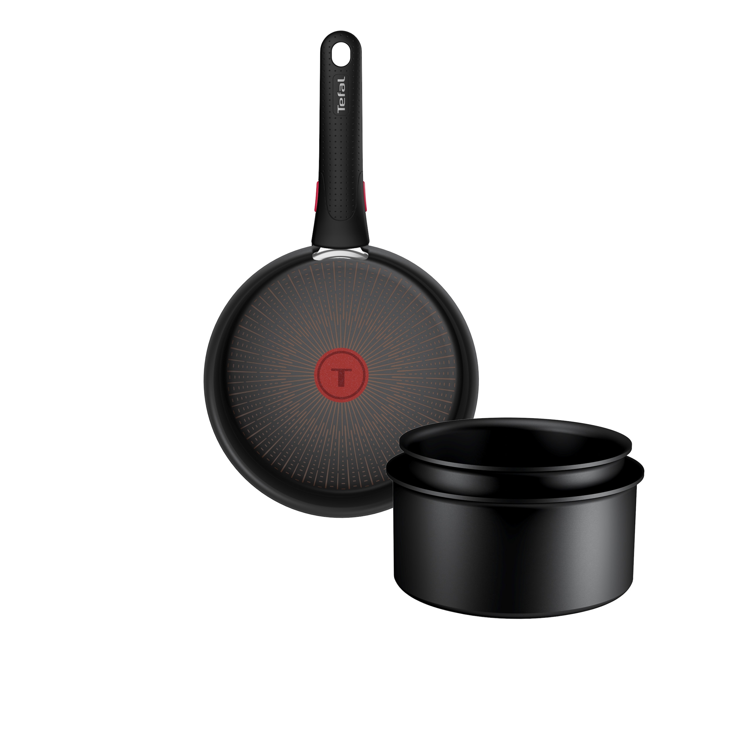 Tefal Pfannen-Set "Ingenio Excellence Fusion" Aluminium Set, 4 tlg. abnehmbarer Ingenio-Griff, Thermo-Signal, stapelbar, Induktion