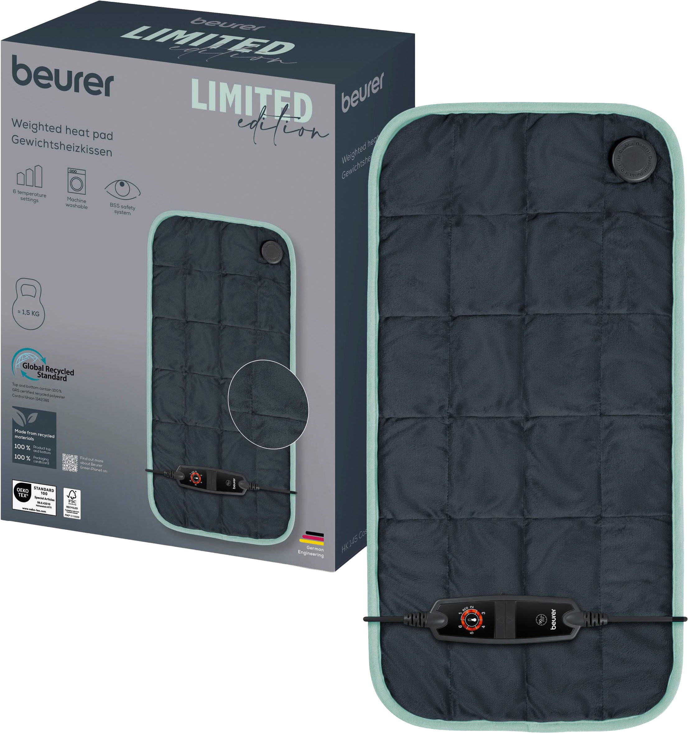 BEURER Heizkissen »HK 145 Cosy Weight GP Limited Edition 2026 mit 6 Temperaturstufen« Sicherheitssystem: Temperaturüberwachung und Sicherheitsabschaltung