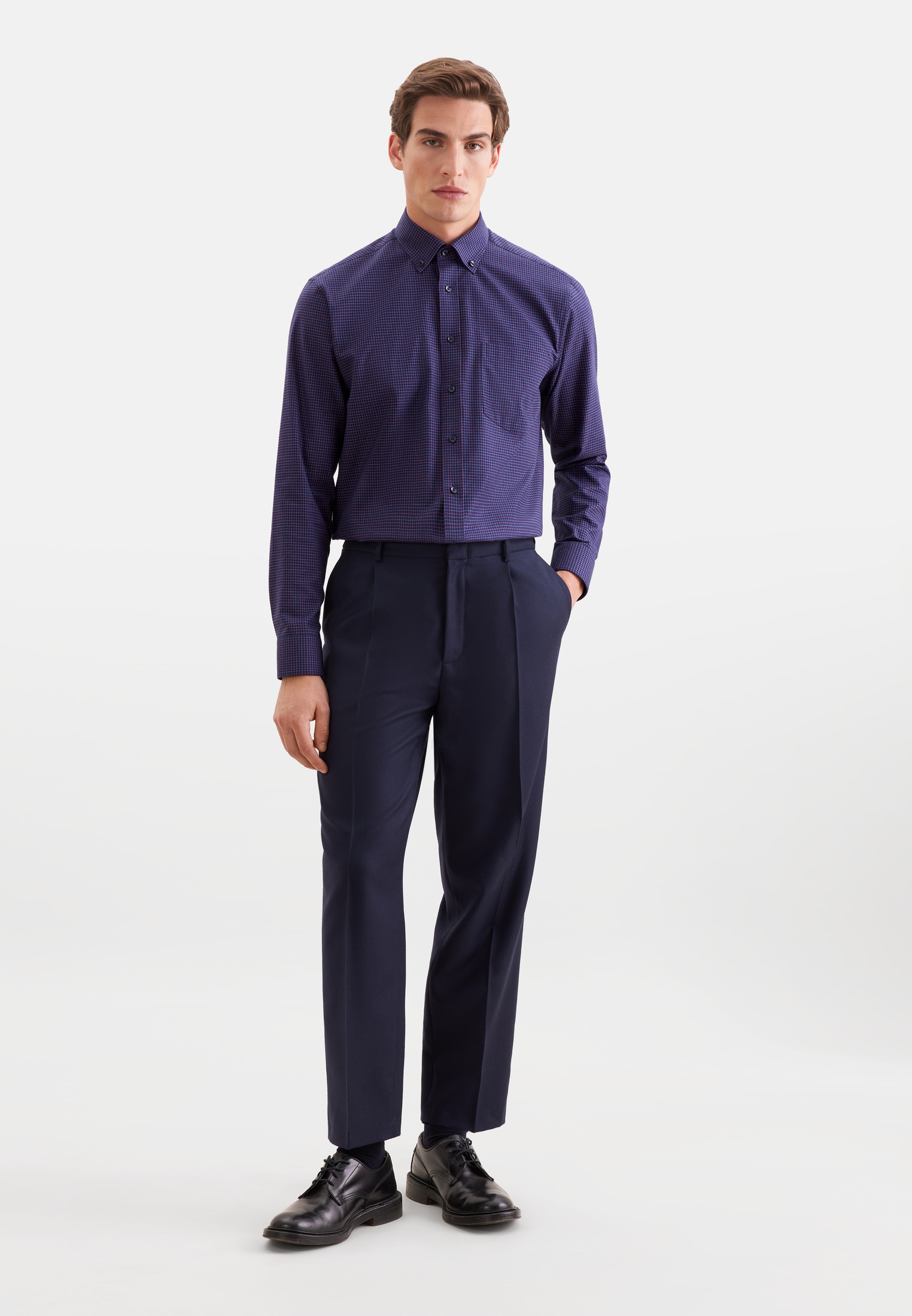 seidensticker Flanellhemd »Schwarze Rose« Regular 1/1 Button-Down-Kragen Karo