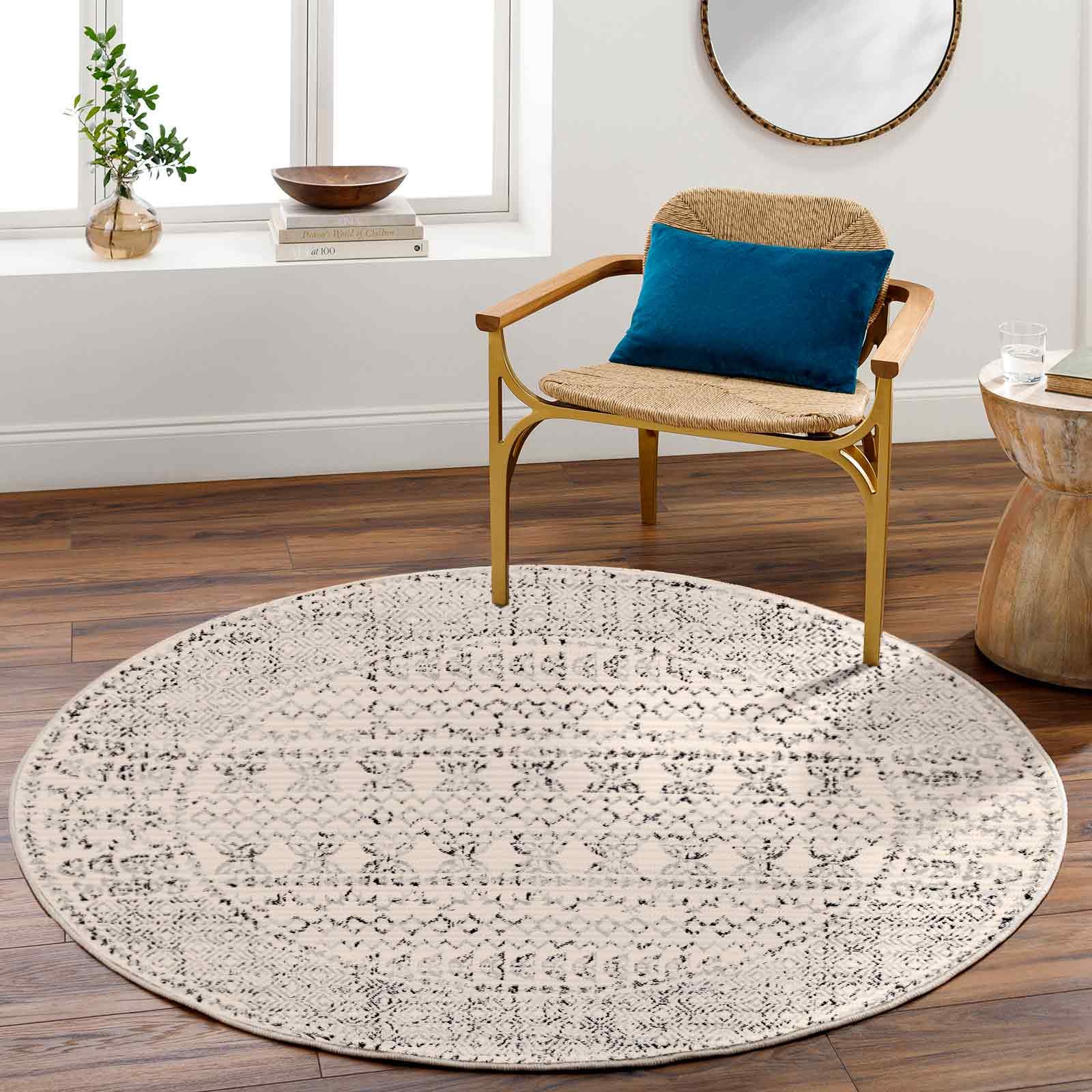 Teppich LIVABLISS "IPOH", grau, B:160cm H:11mm L:160cm, Kunstfaser, Teppiche, Teppich, Skandinavischer Teppich, Kurzflor Boho-Wohnzimmerteppich, Läufer