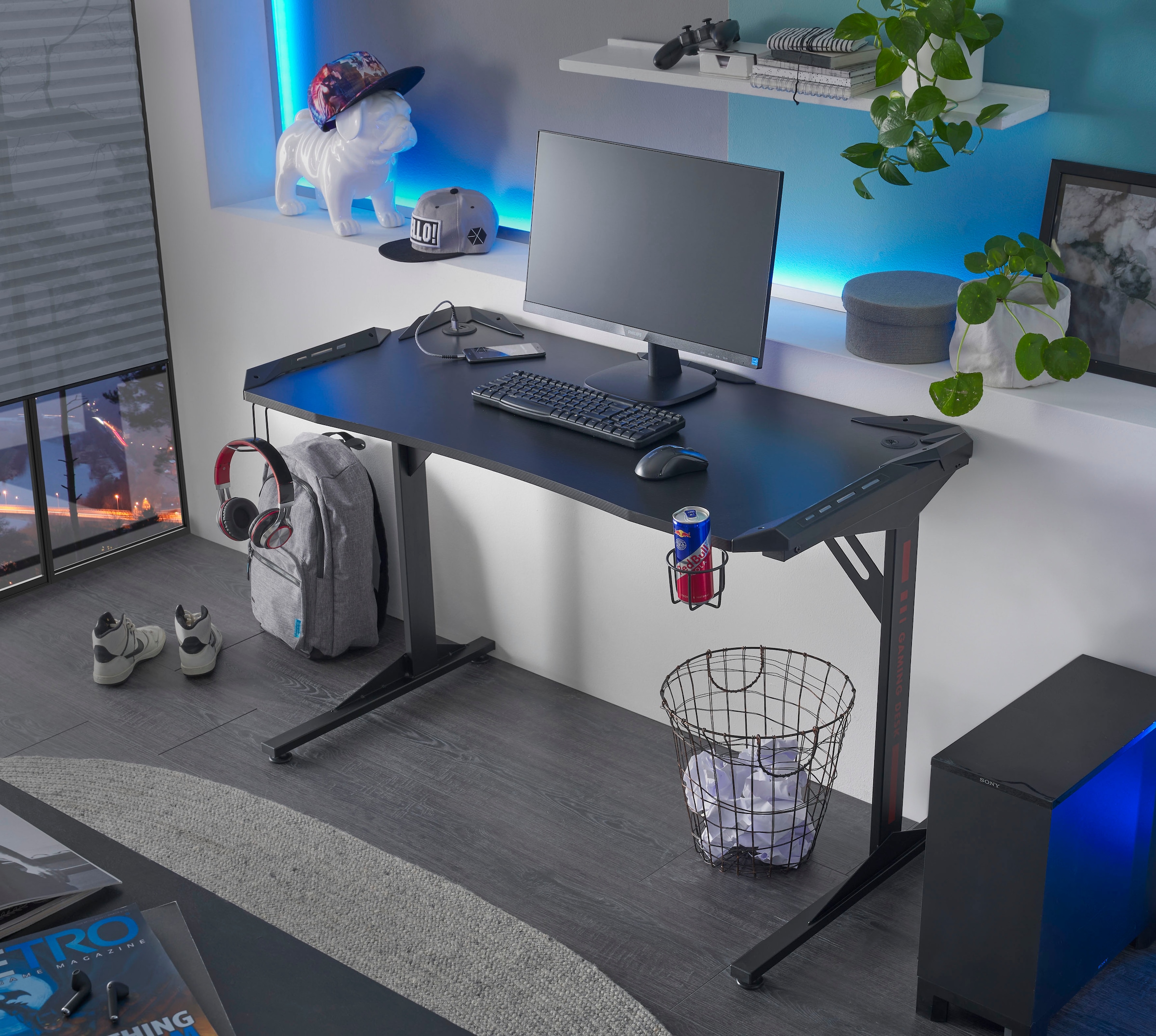 BEGA OFFICE Gamingtisch "BC3110", Schwarz inkl. RGB-LED Farbwechselbeleucht günstig online kaufen