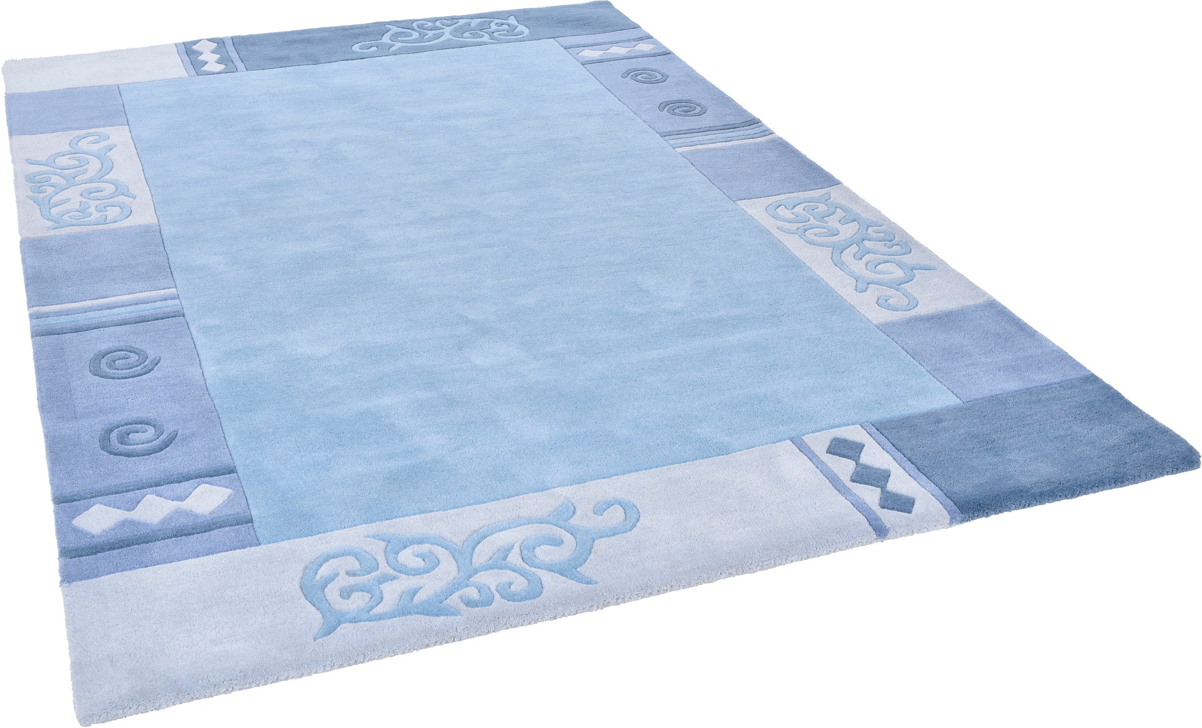 Thumbnail - THEKO "Ambadi" rechteckig 14 mm Höhe reine Schurwolle, handgetuftet, mit Bordüre, modern