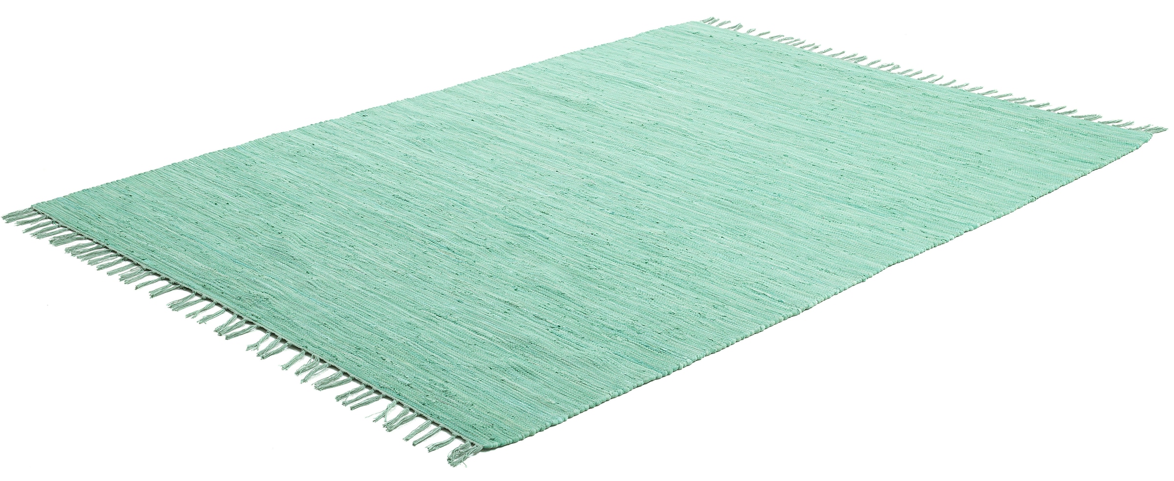 THEKO Teppich mit Cotton«, Flachgewebe, rechteckig, handgewebt, | Baumwolle, reine BAUR »Happy Fransen Teppich, Handweb