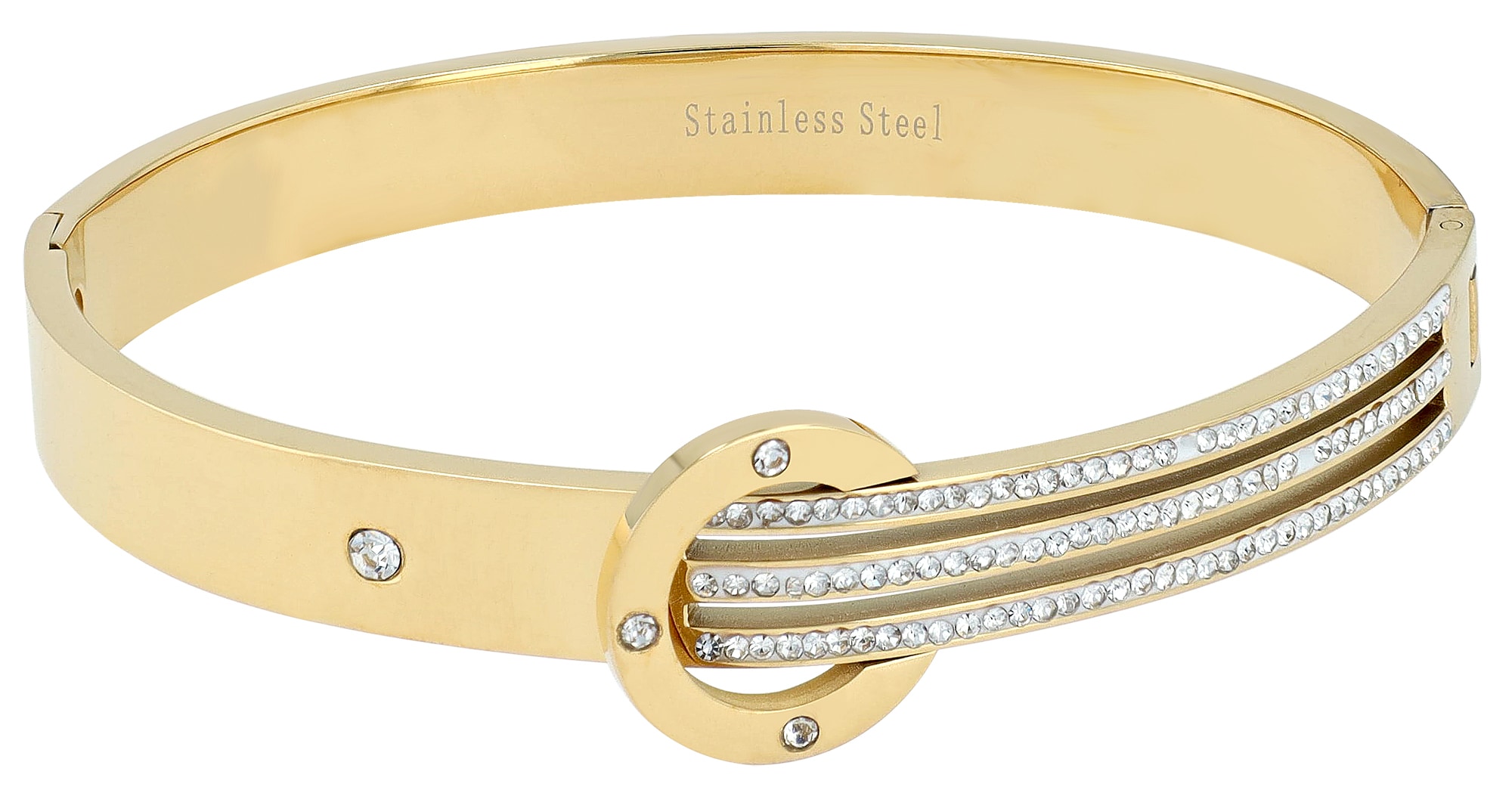 Adelia´s Armreif »Armband – Armreif aus Edelstahl mit Strass Steinchen Ø 6,0 cm cm« Ideal als Geschenk für besondere Anlässe
