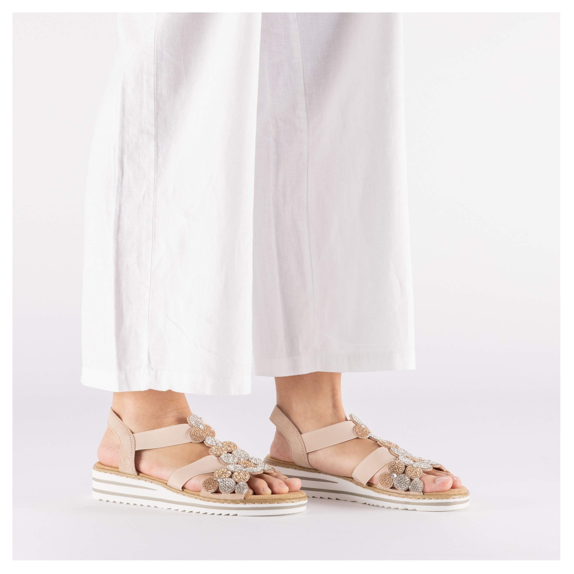 Rieker Sandale  Schlupfschuh, Sommerschuh, Urlaubsschuh mit Glitzersteine