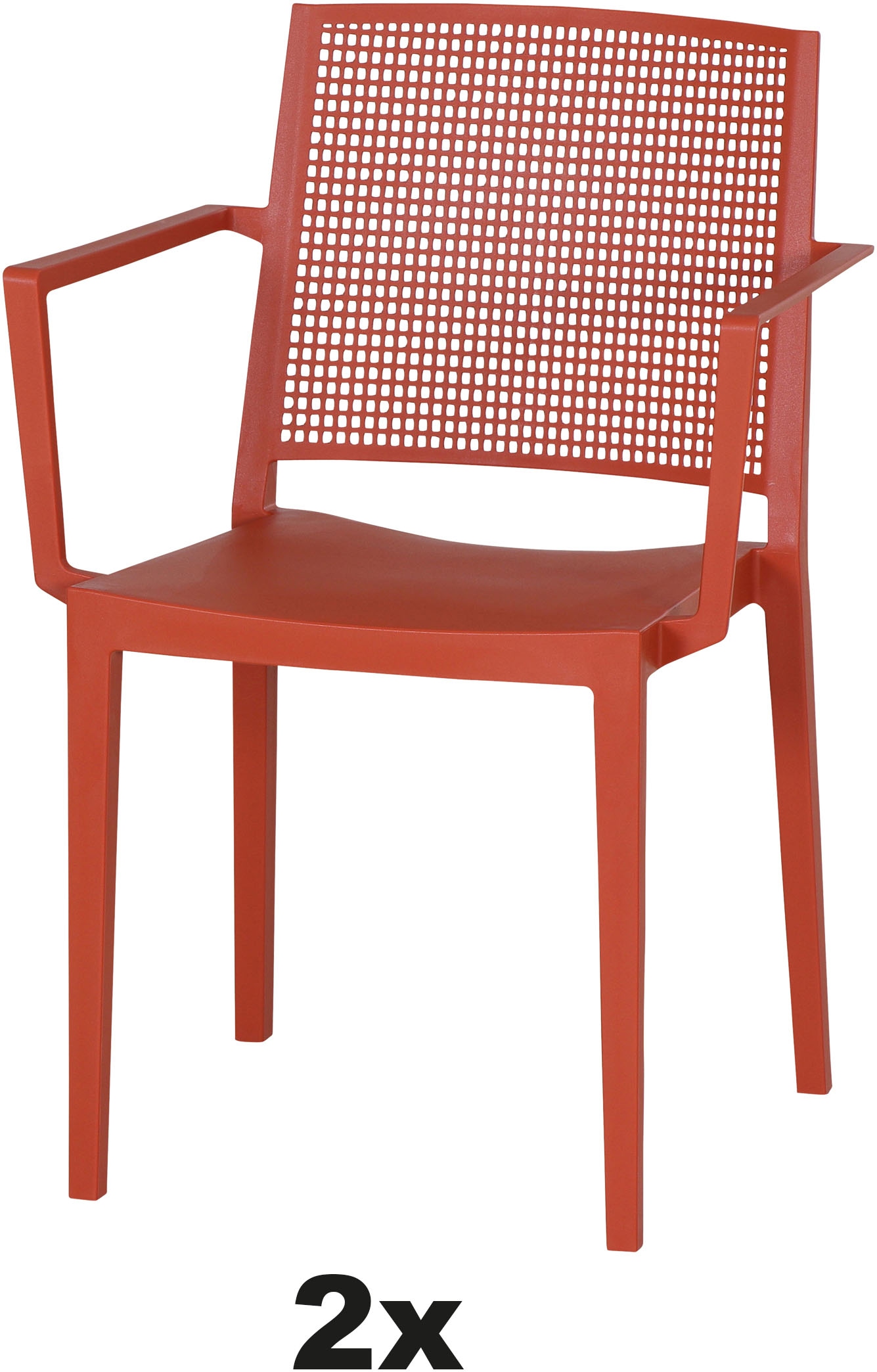 Siena Garden Gartensessel »Square 2er Set Stapelsessel brick« Set, 2 Stk. tlg. Gestell, Polypropylen/Glasfaser