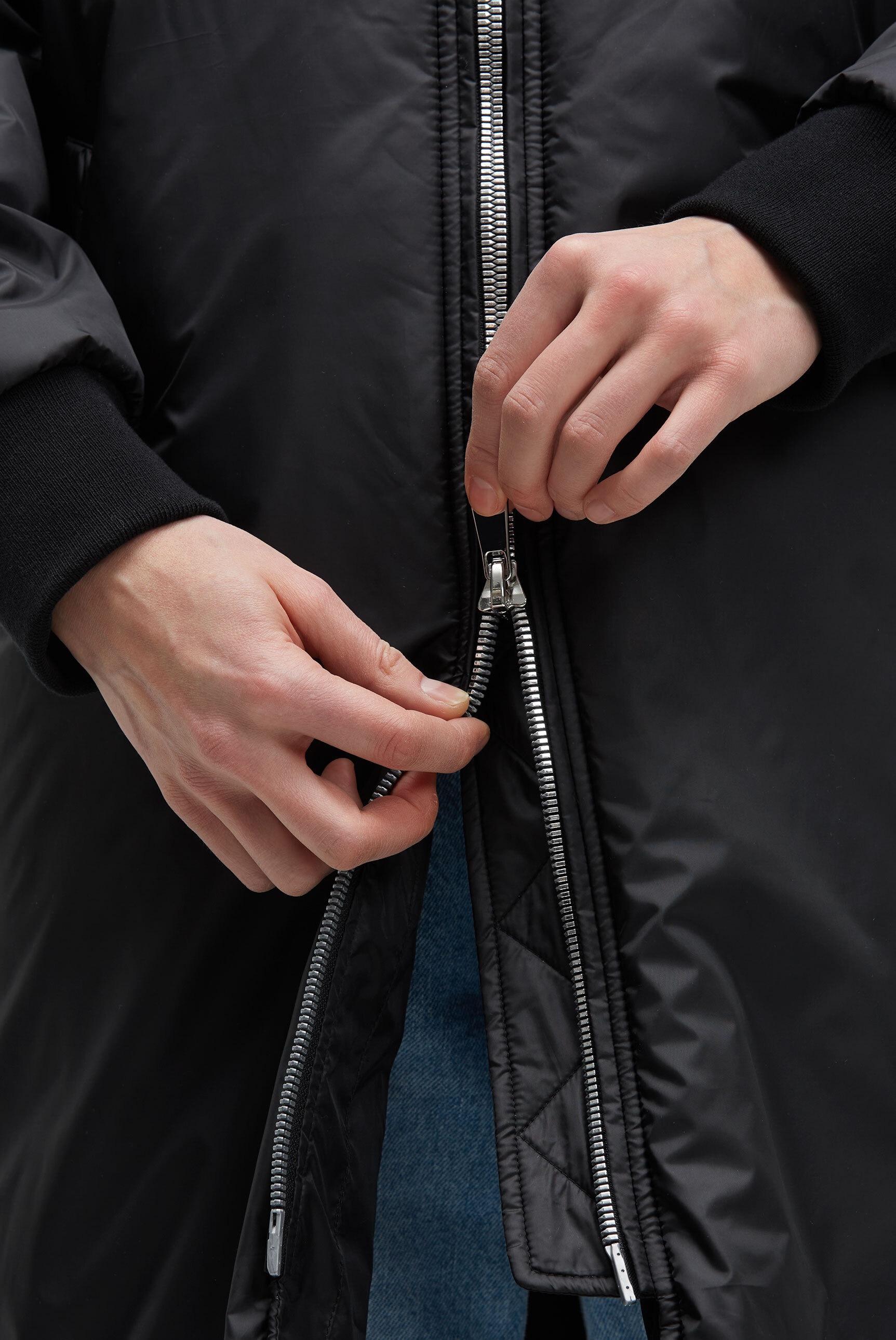Thumbnail - SENSES.THE LABEL Langjacke ohne Kapuze mit Zwei-Wege-Reißverschluss