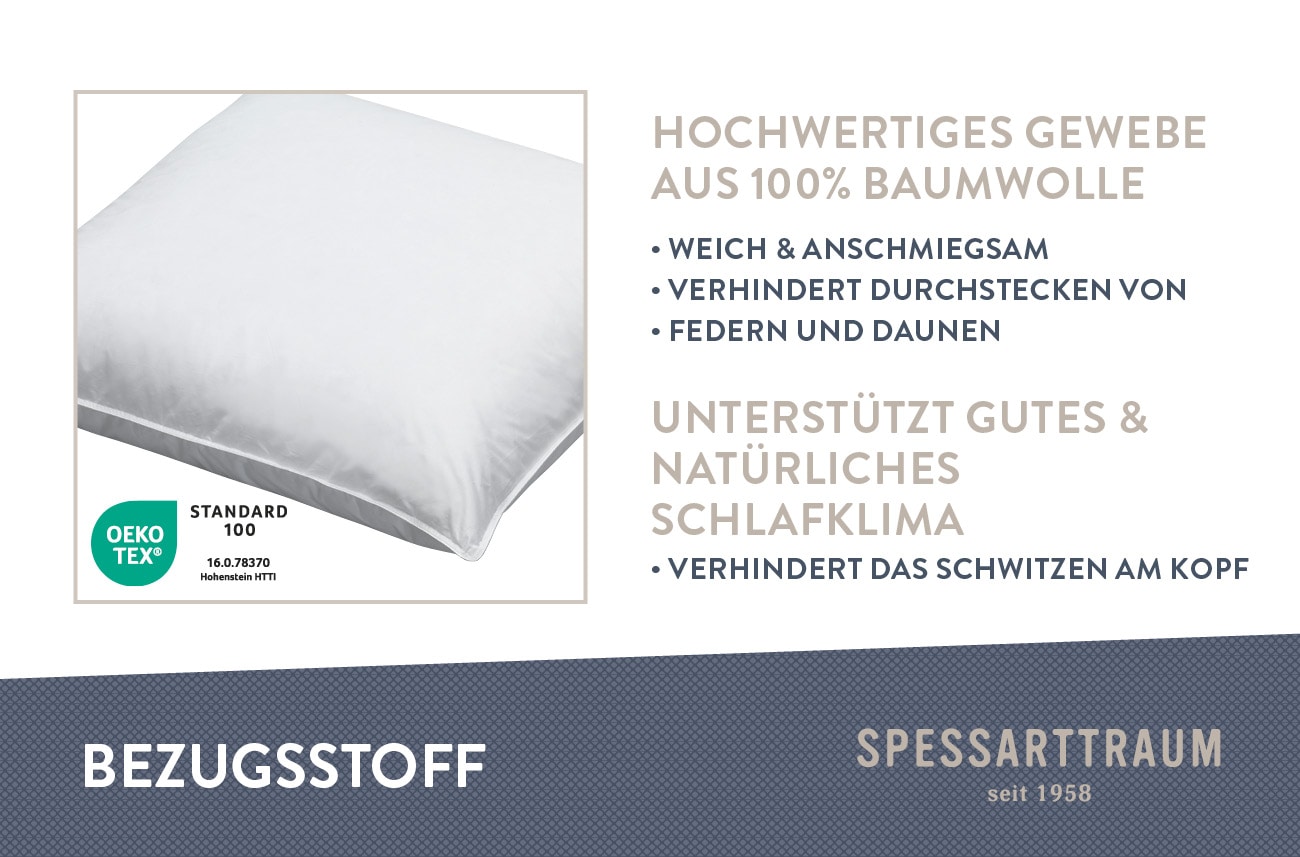 SPESSARTTRAUM Daunenkissen »Kissen-Set FIRST CLASS«, Füllung: 90% Daunen, 10%Federn, Bezug: 100% Baumwolle, (Spar-Set, 2 St.), Kopfkissen in verschiedenen Größen erhältlich, im Set günstiger