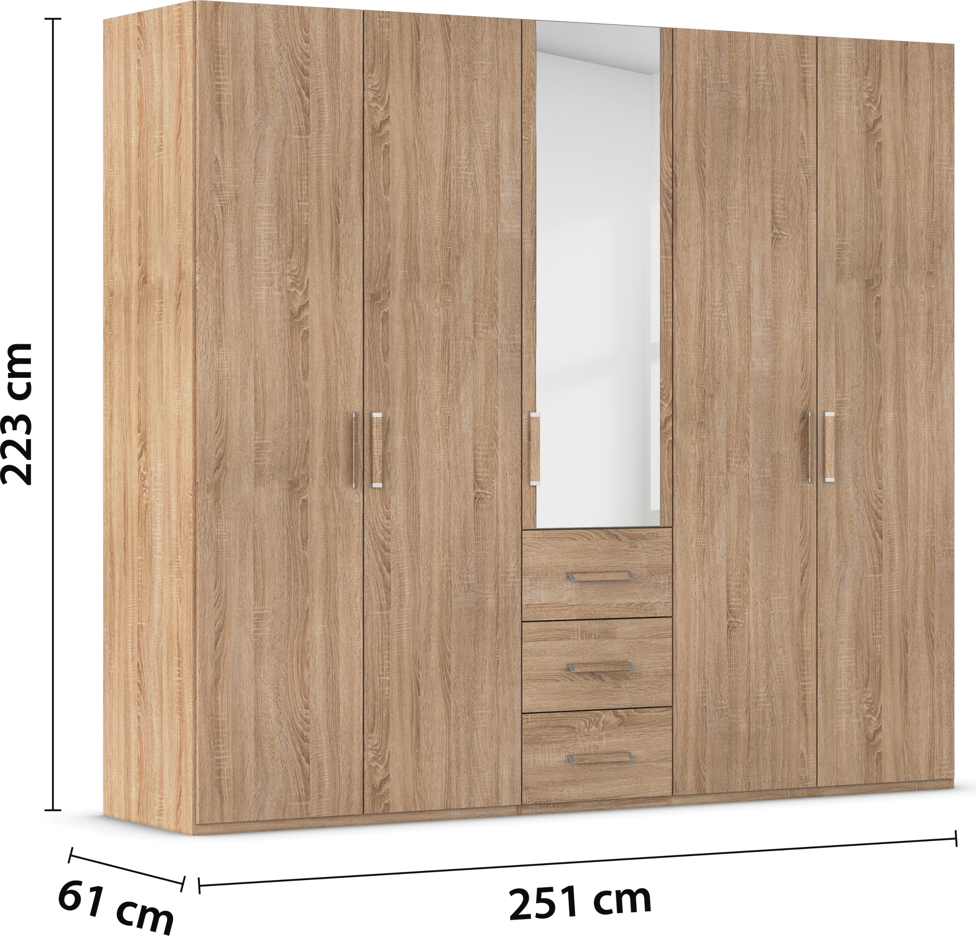 rauch Drehtürenschrank »Kleiderschrank Schrank Garderobe Schlafzimmerschrank EVELYN«, (in 2 Höhen 197 oder 210 cm erhältlich), in elegantem Stil mit Schubladen 3 Breiten und 2 Höhen MADE IN GERMANY