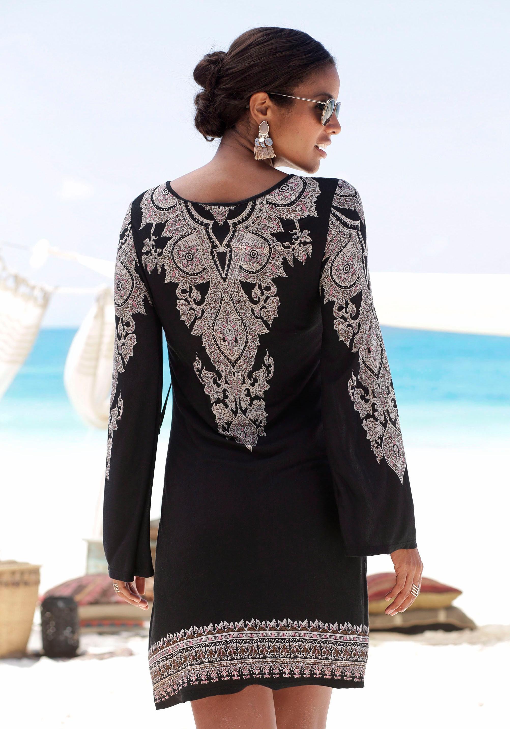 LASCANA Jerseykleid, Bordürendruck mit | online BAUR kaufen