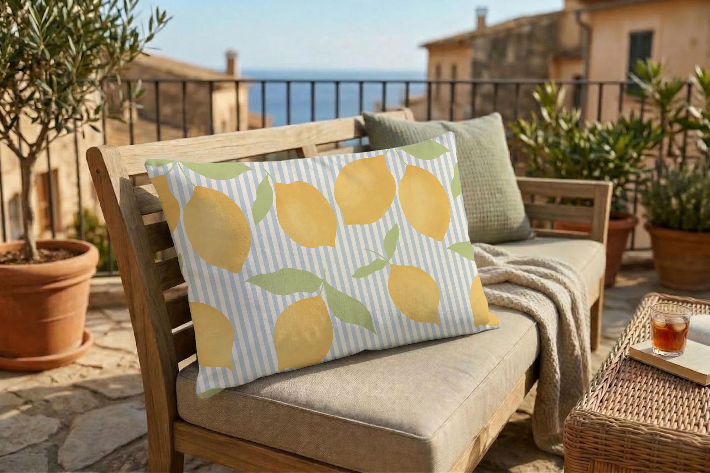 queence Dekokissen »Zitronen groß« Premium Outdoor Kissenbezug; Format: 60x40 cm