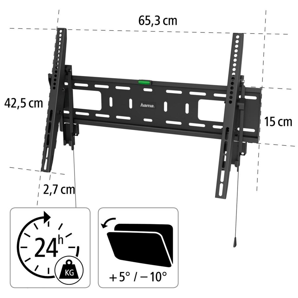 Hama TV-Wandhalterung »TILT, Wandhalterung, Schwarz, 94-203cm (37"-80"), 43",50",55",65",75"«, bis 203 cm Zoll