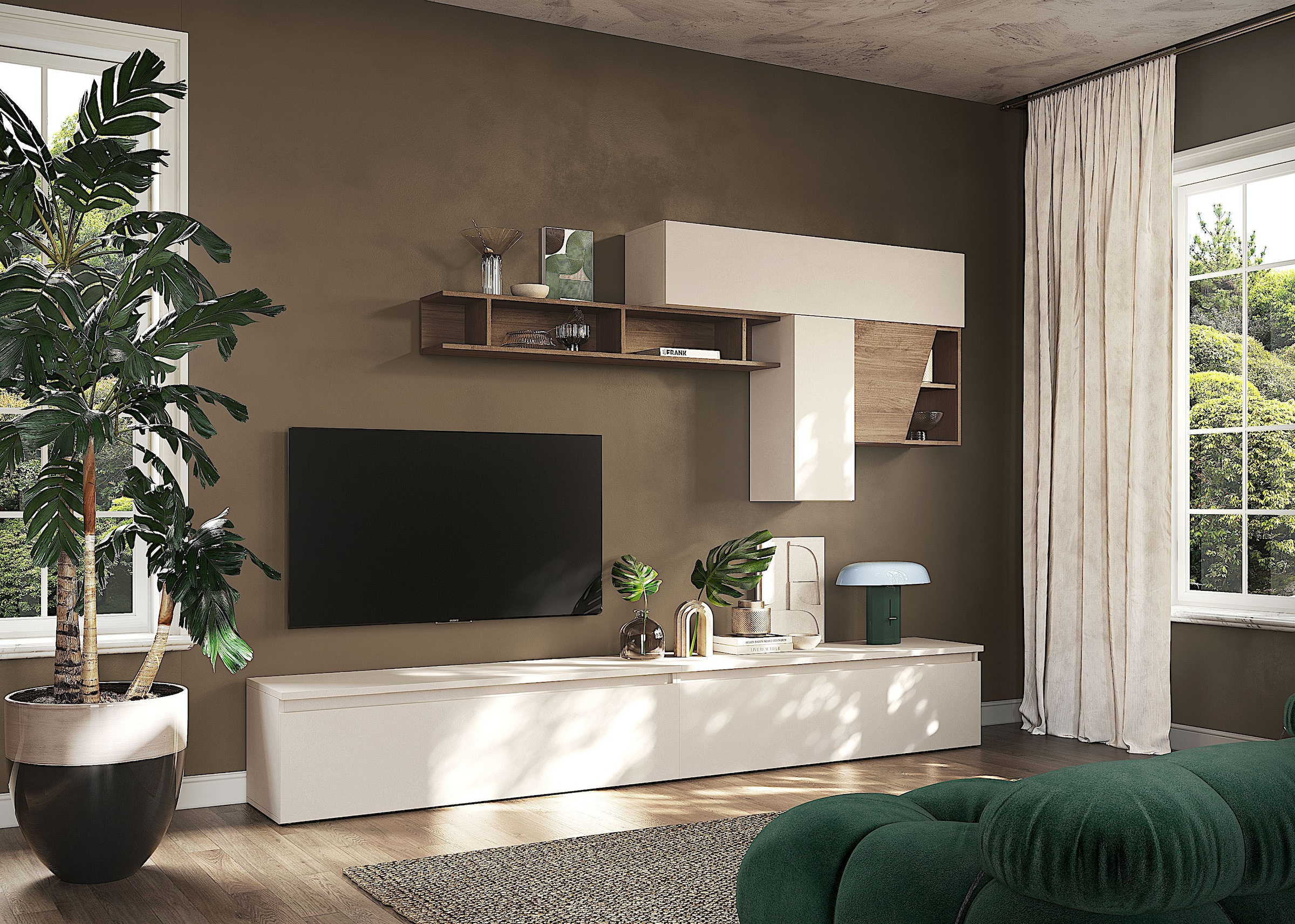 INOSIGN Wohnwand »INFINITY, 6tlg. Breite 276 cm, moderne Mediawand«, (6 St.), (2x Lowboard, 2x Hängeschrank, Hängewürfel, Wandregal)
