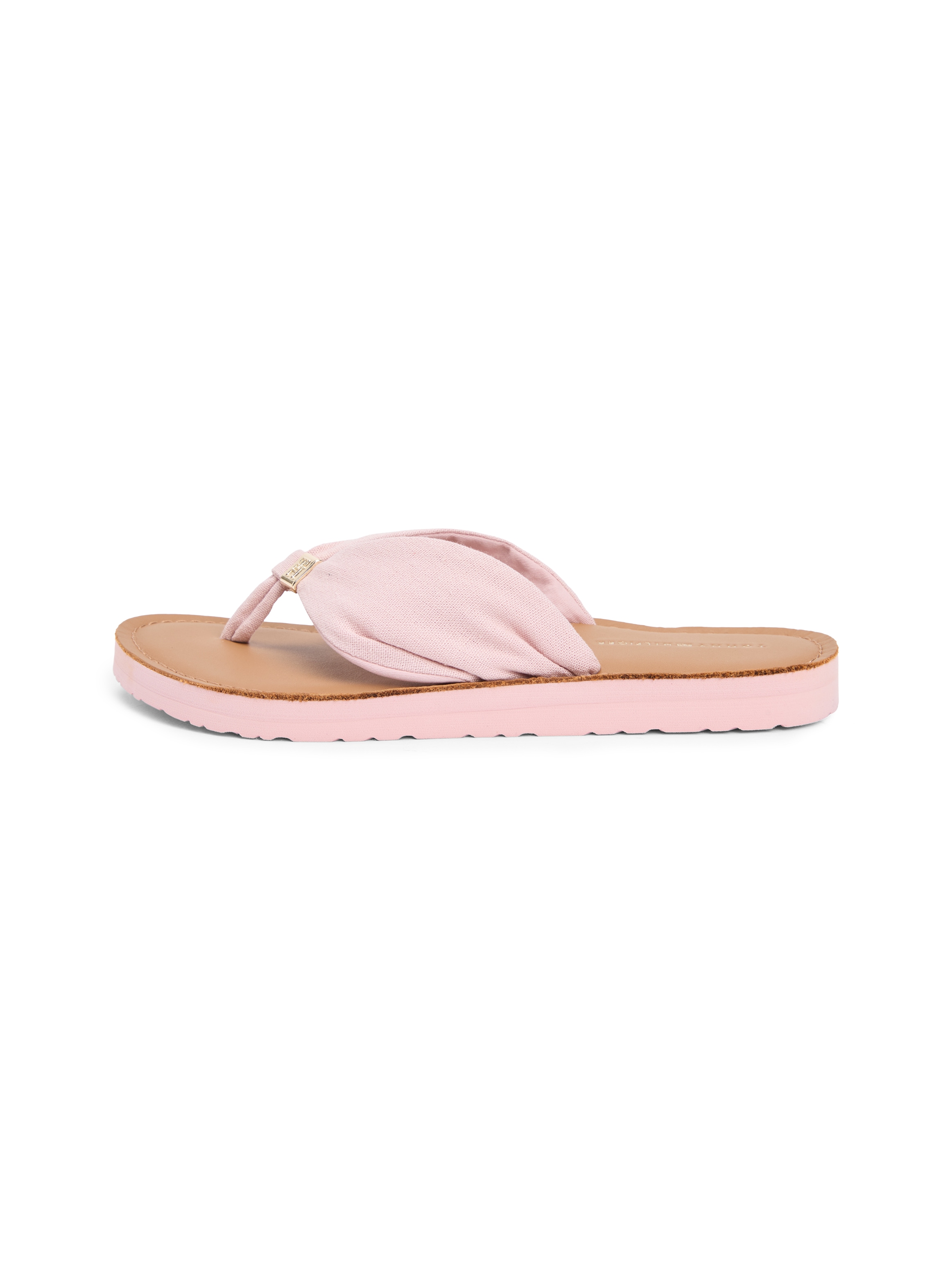 Tommy Hilfiger Zehentrenner »TH LTR FOOTBED SUMMER SANDAL«  Sommerschuh, Strandschuh, Dianette, Flat mit Logoemblem