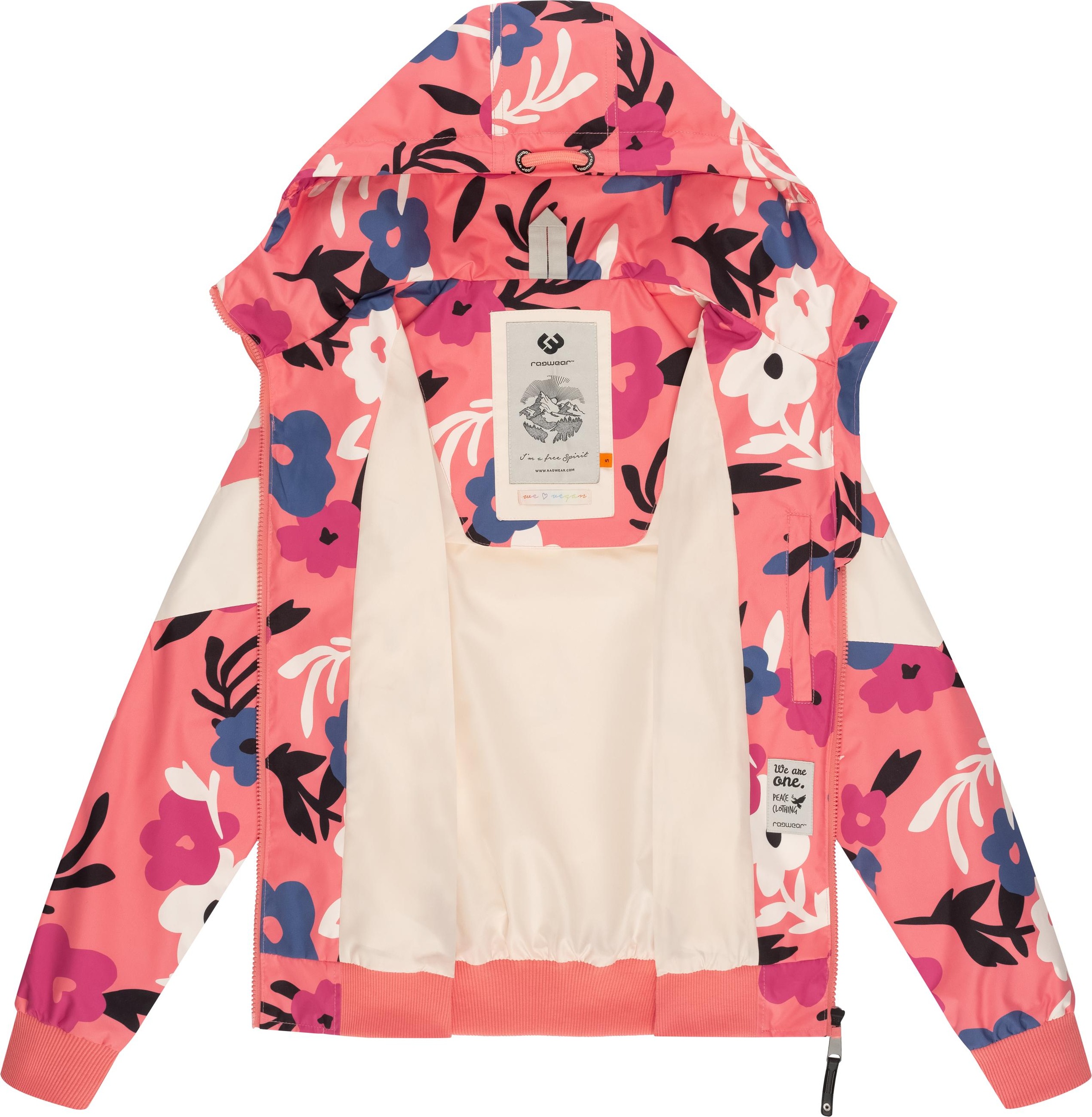 Ragwear Outdoorjacke »Nuggie Block Flower«, mit Kapuze, modische Damen Freizeitjacke mit floralem Print