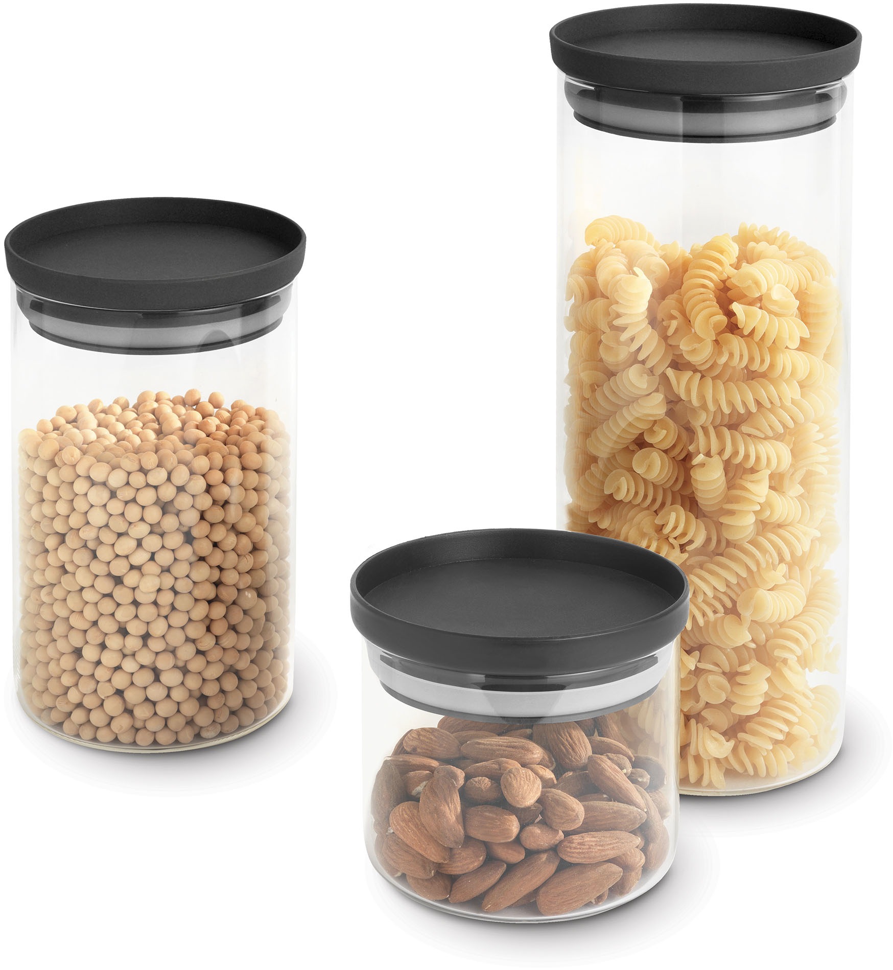 Metaltex Vorratsglas »Aroma Line, Lebensmittelaufbewahrungsbehälter«, (Set, 3 tlg.), in drei Größen 450 ml, 1000 ml und 1500 ml