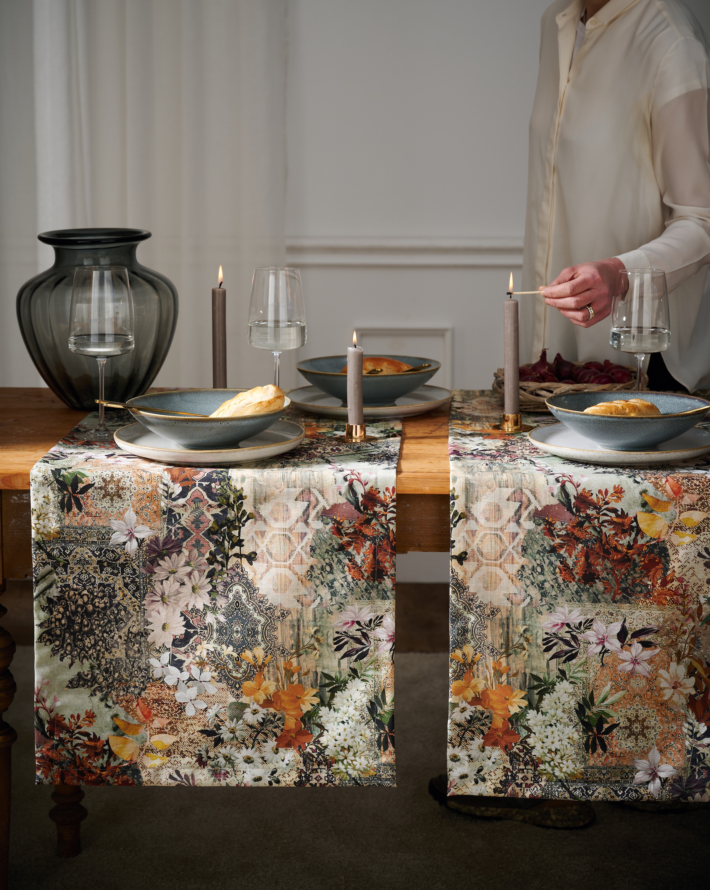 APELT Tischläufer »7401« stylisches Patch mit Herbstblüten und Teppichmustern