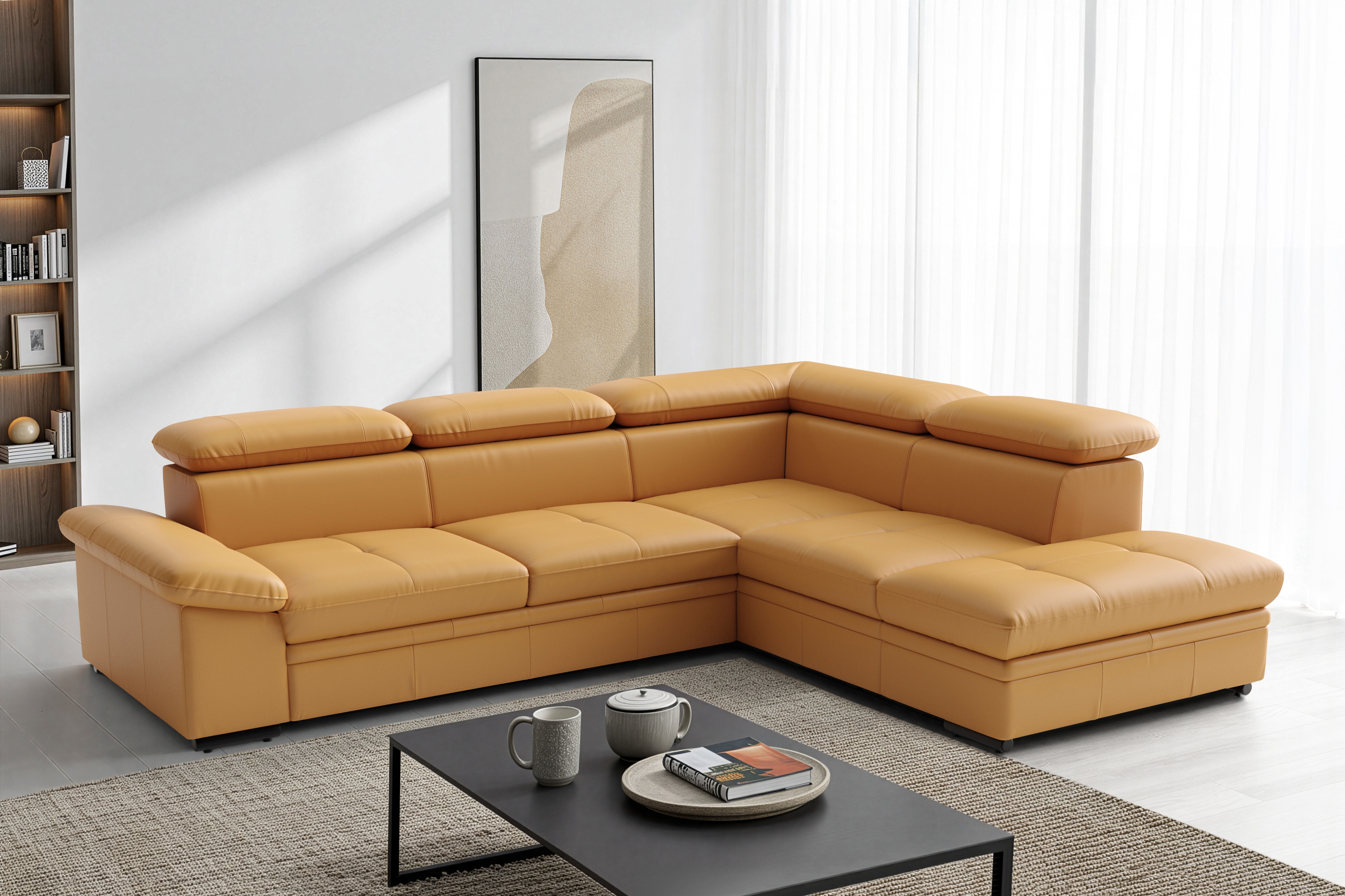 sit&more Ecksofa "Viola L-Form, B: 249 cm, Arm- & Kopfteilverstellung" optional Schlaffunktion, Sofa mit Komfortsitz in Leder