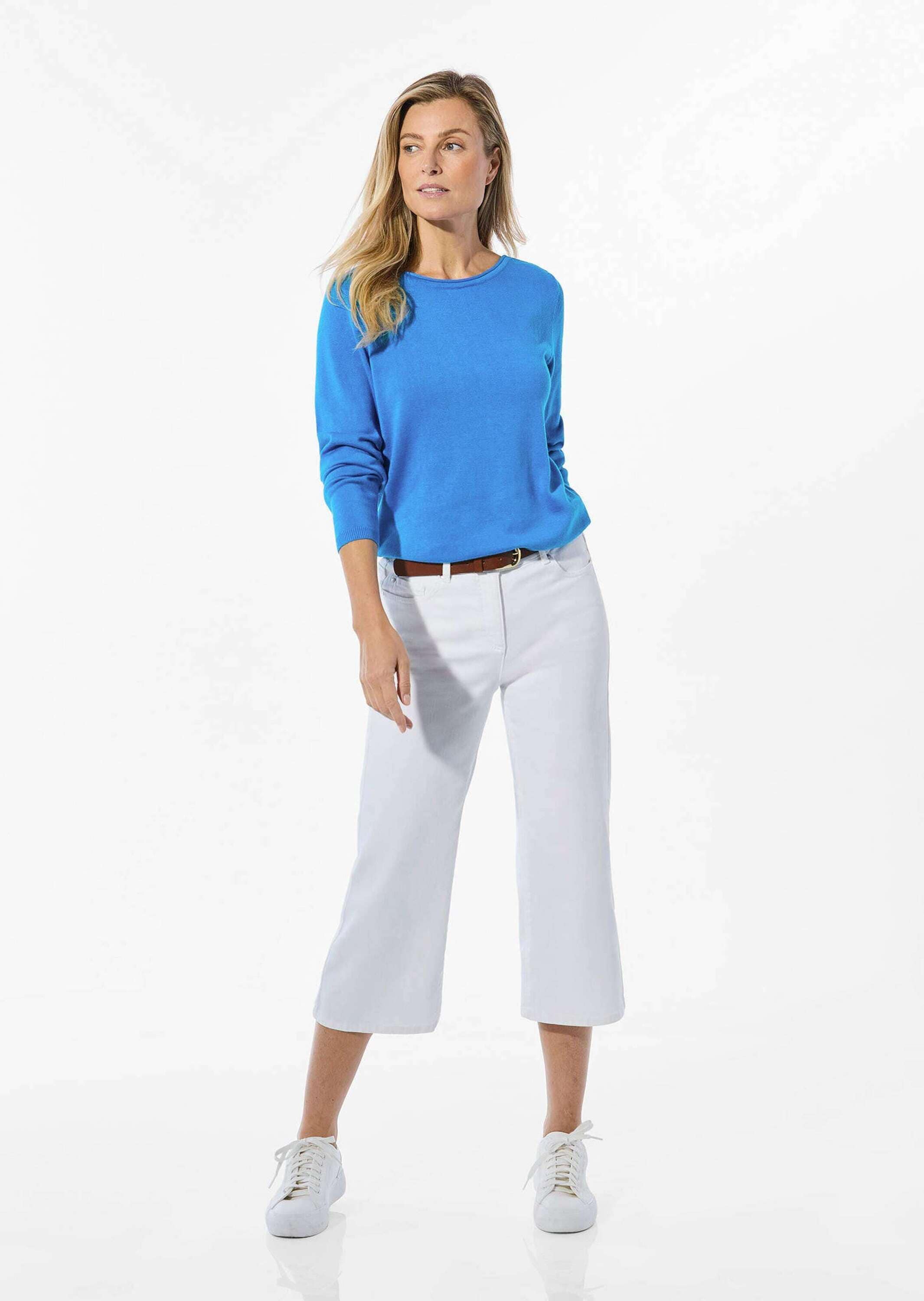 GOLDNER Strickpullover »Kurzgröße Baumwoll-Pullover, U-Boot-Ausschnitt«