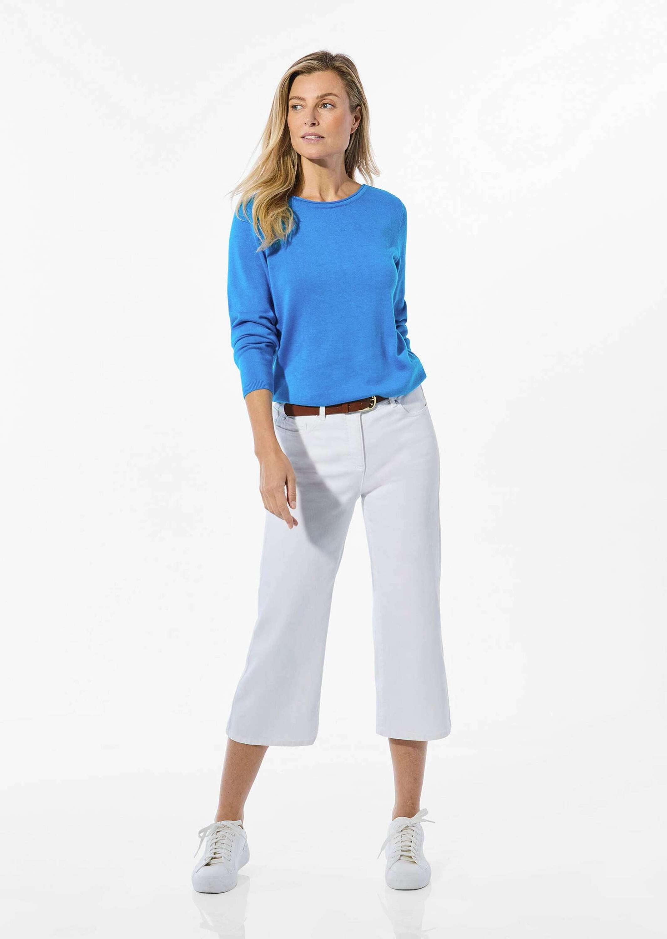 GOLDNER Strickpullover "Pullover mit U-Boot-Ausschnitt aus Baumwoll-Viskose günstig online kaufen