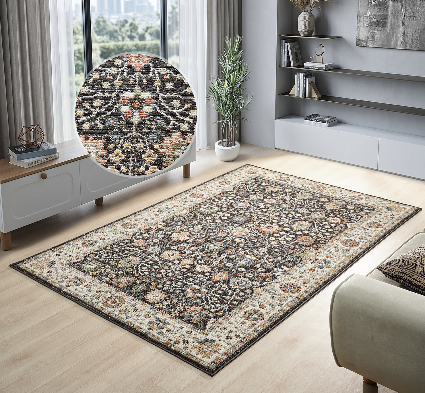 OTTO home "Aylaa, Blumen-Motiv" rechteckig 9 mm Höhe orientalisch, Blumen, Rahmen, Wohnzimmer, Schlafzimmer, Esszimmer