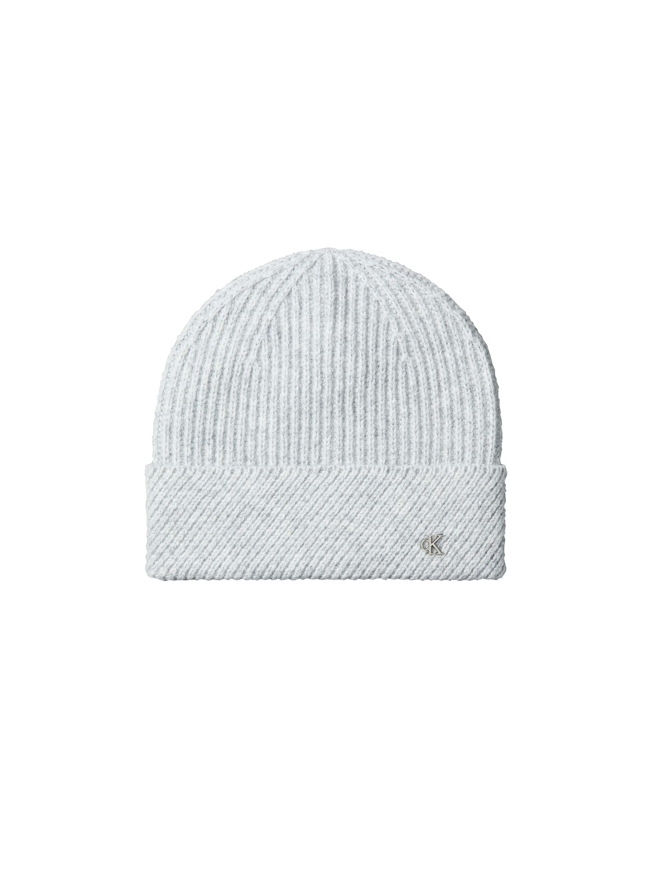 Calvin Klein Beanie "CK METAL WOOL SLANTED RIB BEANIE" Regular fit mit Markenlabel