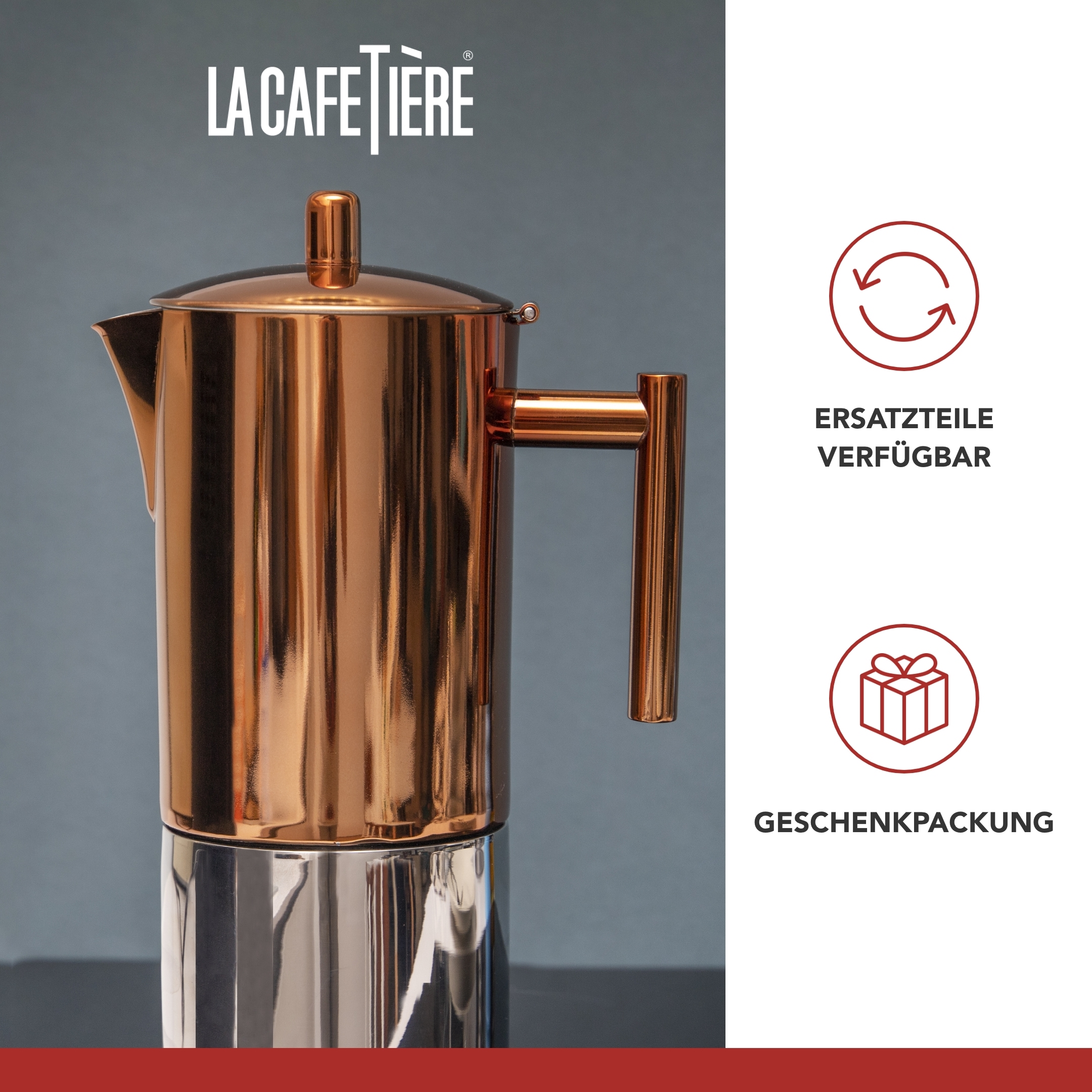 La Cafetière Espressokocher »La Cafetière«, 600 l Kaffeekanne, aus hochwertigem, rostfreiem Edelstahl mit induktionsgeeignetem Boden