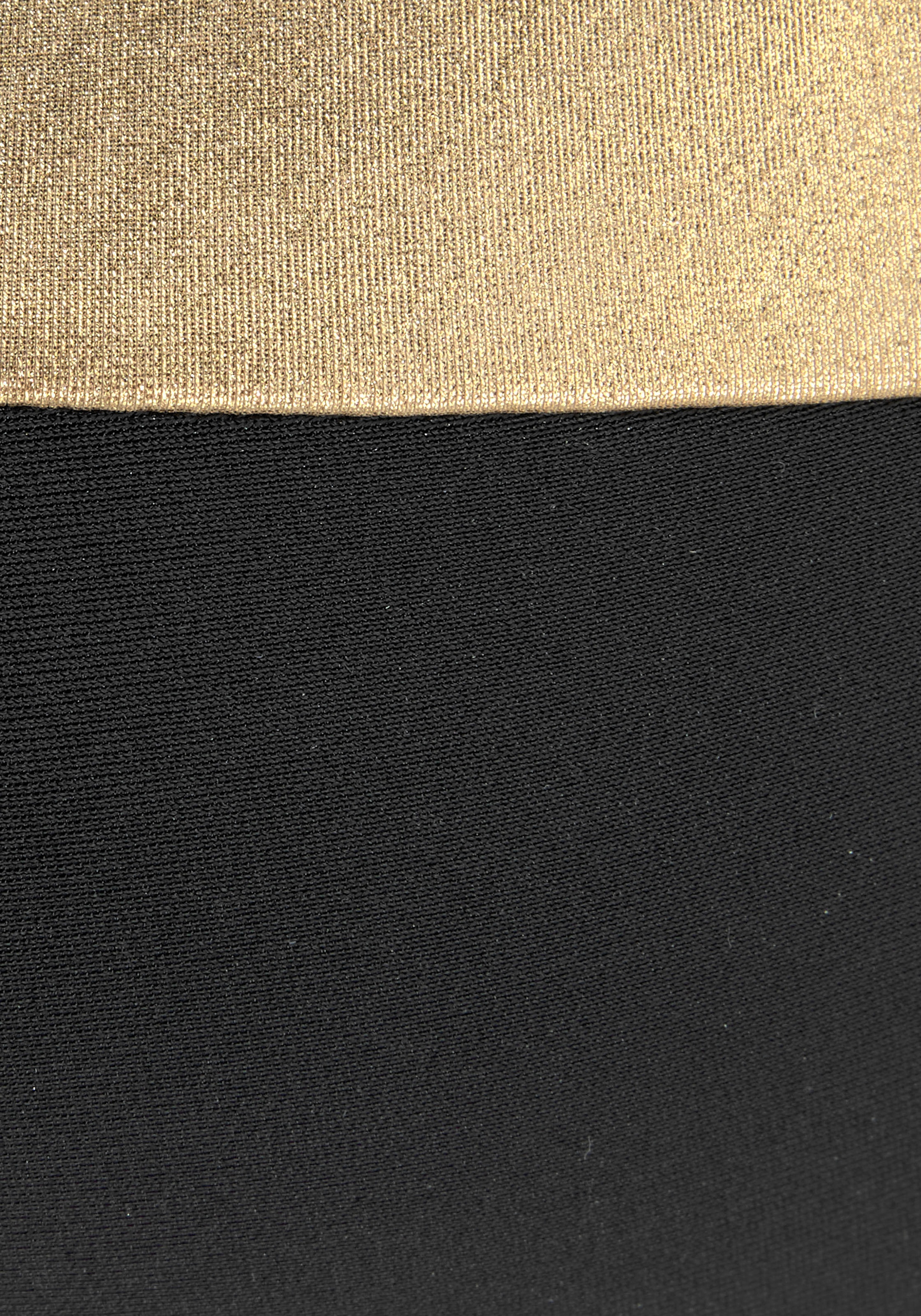 Bügel-Bikini-Top LASCANA "Elodie", Damen, Gr. 40, Cup D, gold (schwarz, goldfarben), Recycling-Polyamid, unifarben mit Farbeinsatz, Bikini-Oberteile, mit trendigem Materialeinsatz 3