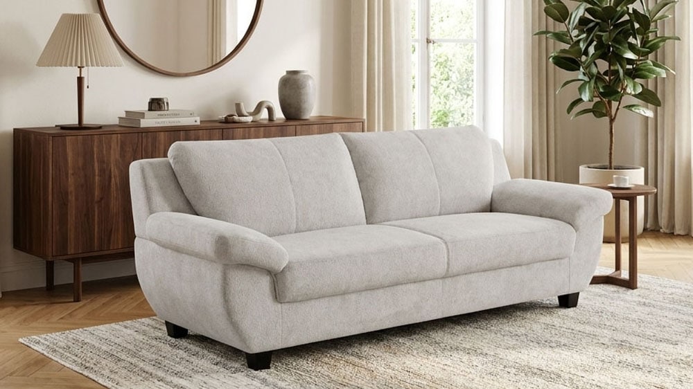 OTTO home 3-Sitzer "Sillkeborg 207 cm, formschönes Sofa mit dunklen Füßen" aus pflegeleichtem, weichem Luxus-Microfaser