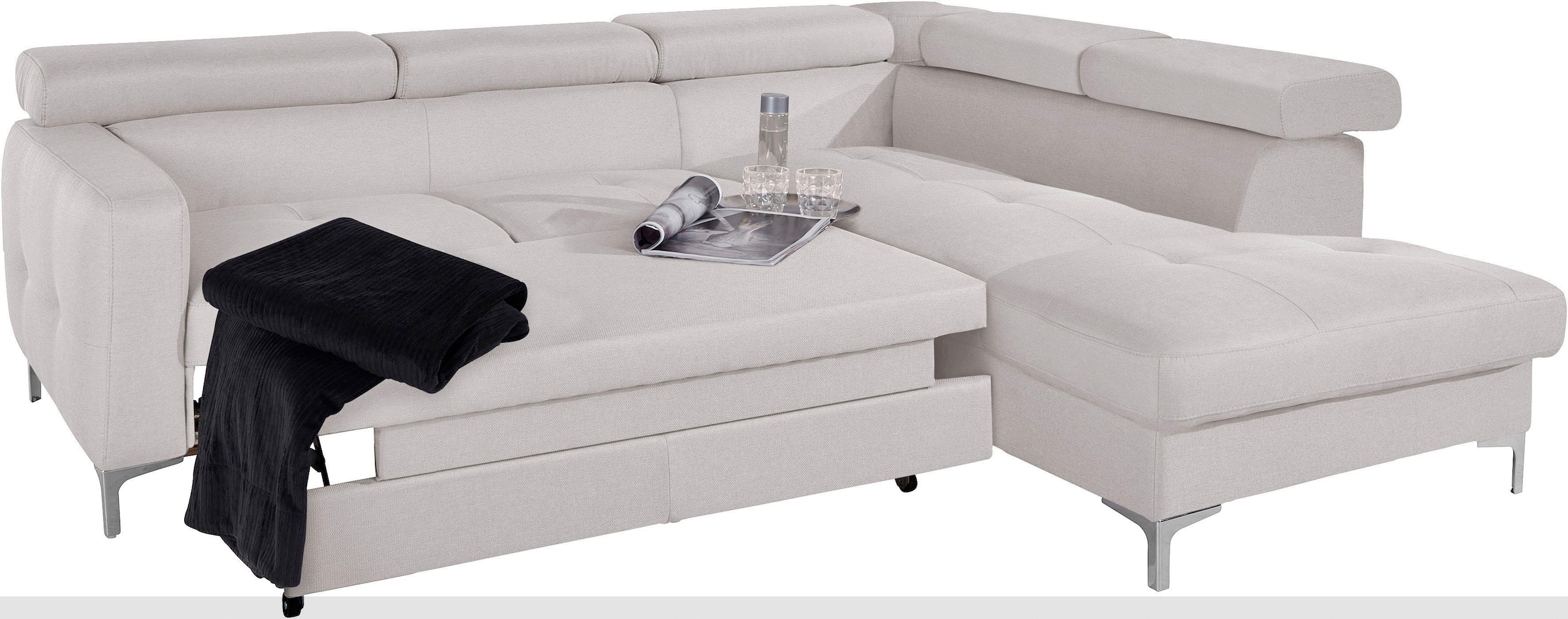 COTTA Ecksofa »Sammy L-Form«, mit Kopfteilverstellung, wahlweise mit Bettfunktion & Bettkasten
