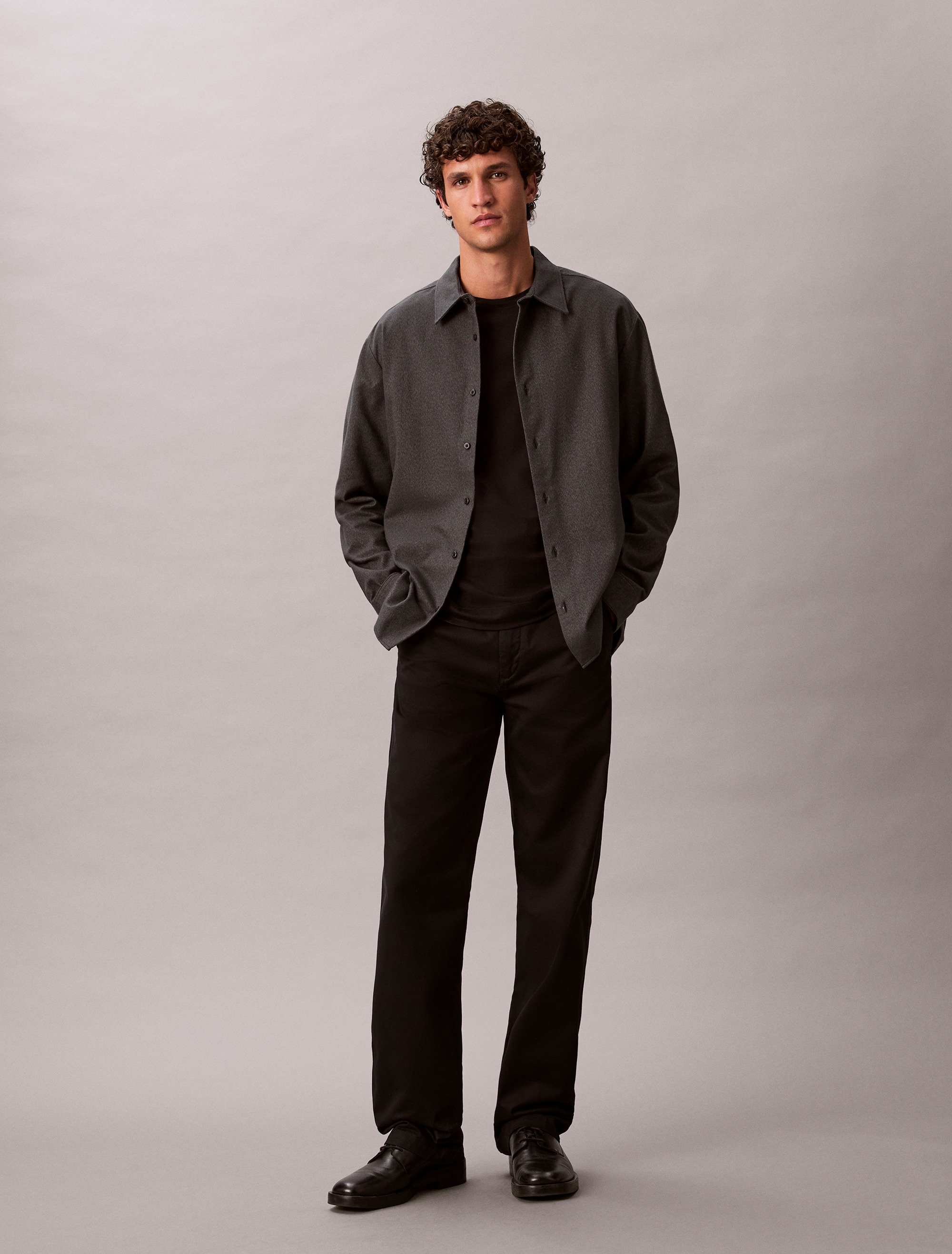 Calvin Klein Flanellhemd »LS MELANGE FLANNEL EASY SHIRT«, Mit Rundhalsausschnitt, regular fit