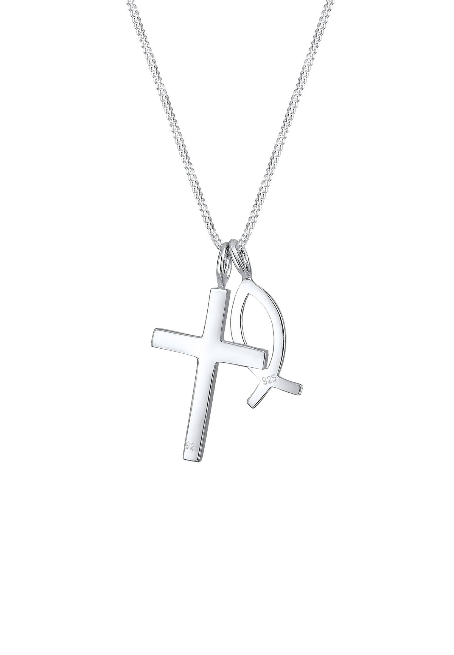 Elli Kette mit Anhänger »Kreuz Fisch Symbol Religion 925 Silber«