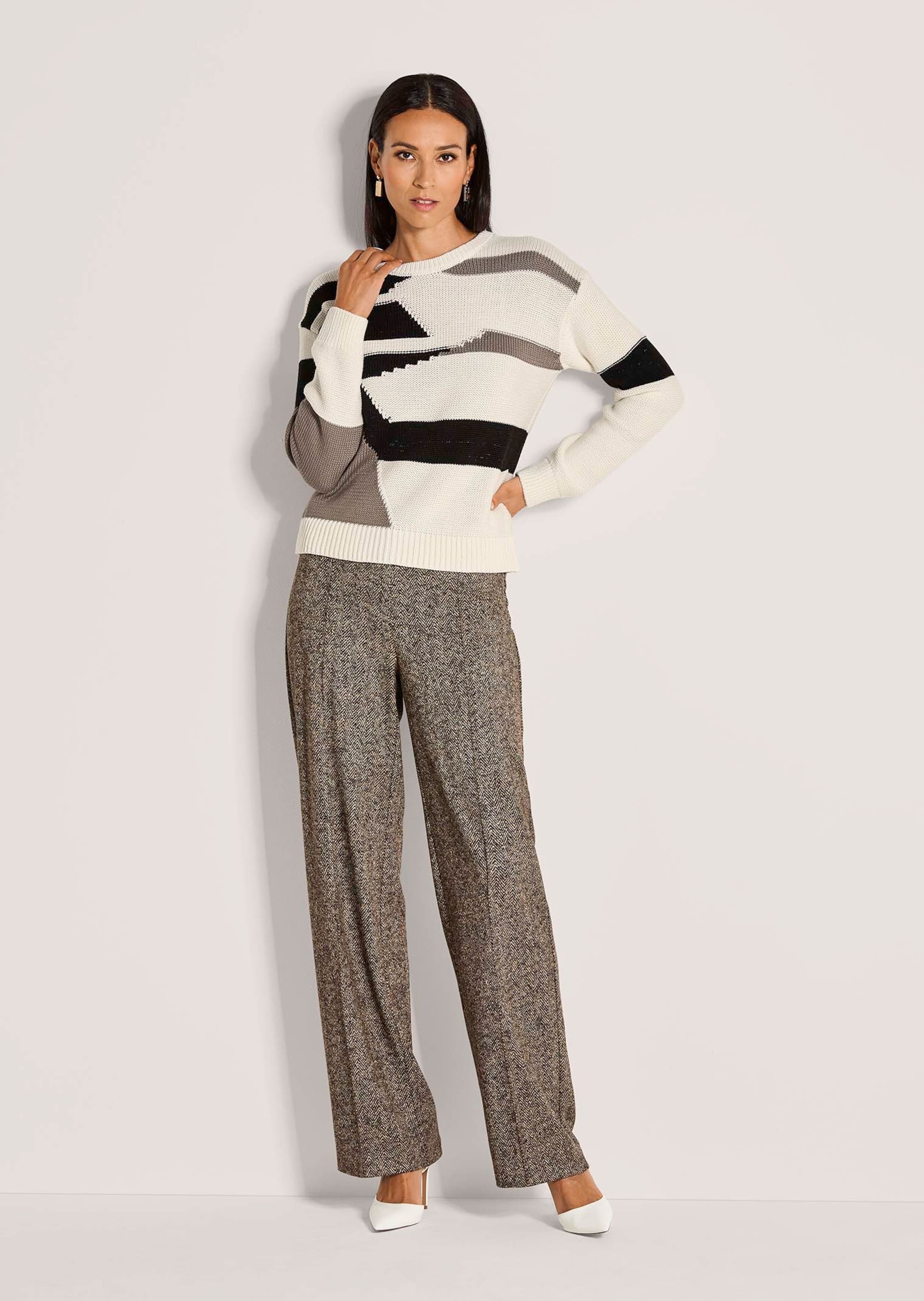 MADELEINE Longpullover "Strickpullover Moderner Baumwollpullover mit grafis günstig online kaufen