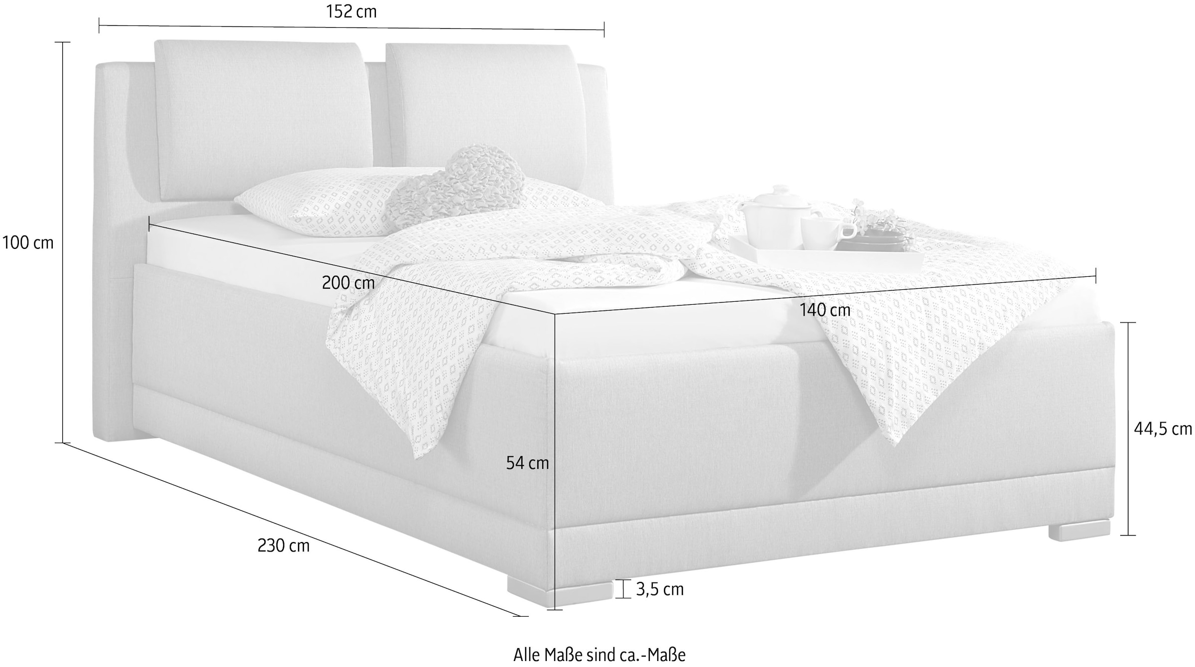 Maintal Polsterbett »Oderzo«, inkl. Bettkasten, Kopfteilverstellung, Matratzen in H2 oder H3 wählbar