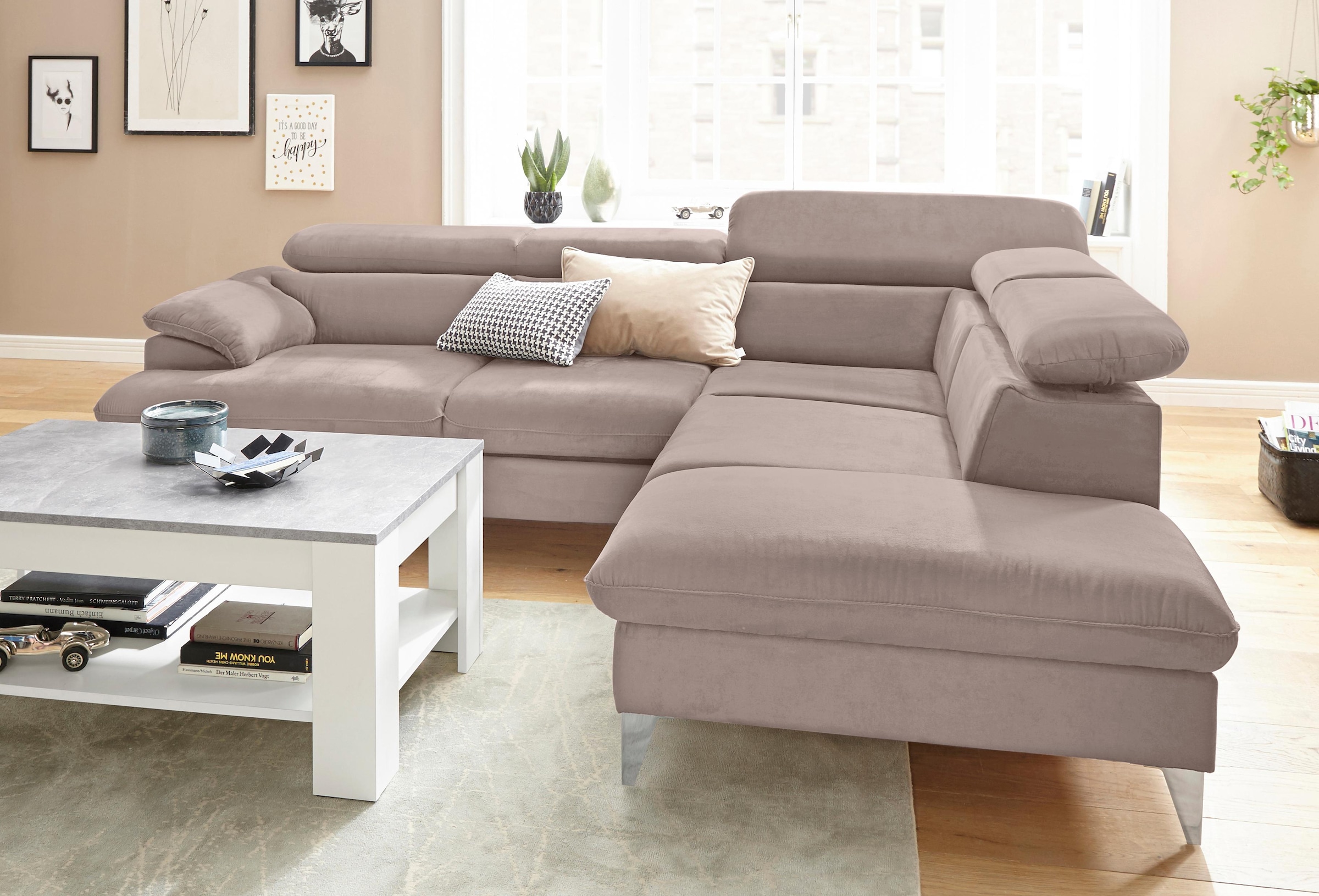 COTTA Ecksofa »Caluso L-Form«, mit Kopfteilverstellung, wahlweise mit Bettfunktion & Bettkasten