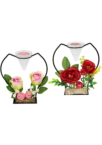 I.GE.A. Žvakidė »Rose« (Set 2 St.) Glas Metall...