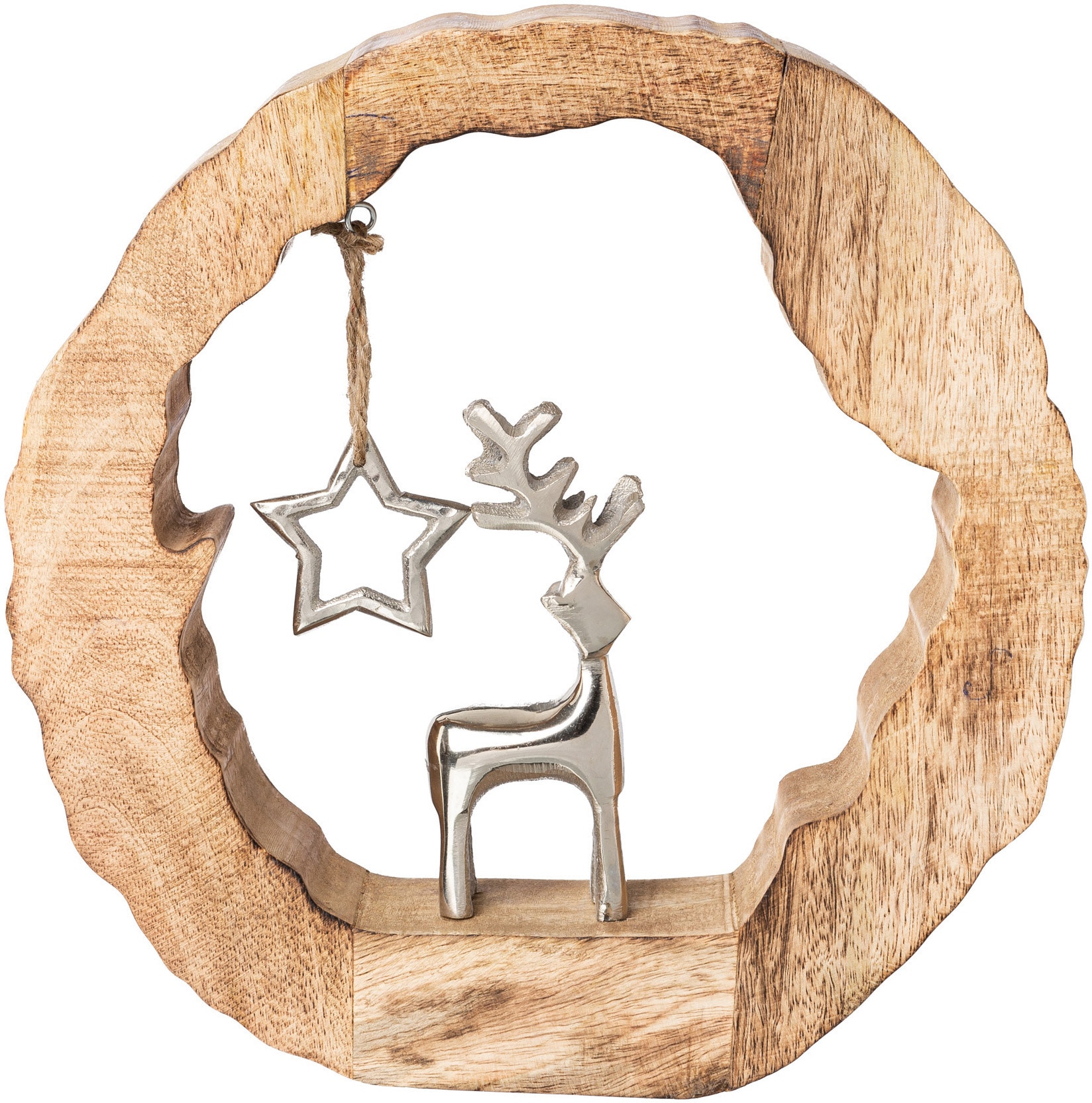Creativ deco Weihnachtsfigur Stern, cm | 28 »Holzstamm mit Höhe ca. BAUR und Weihnachtsdeko«, Hirsch