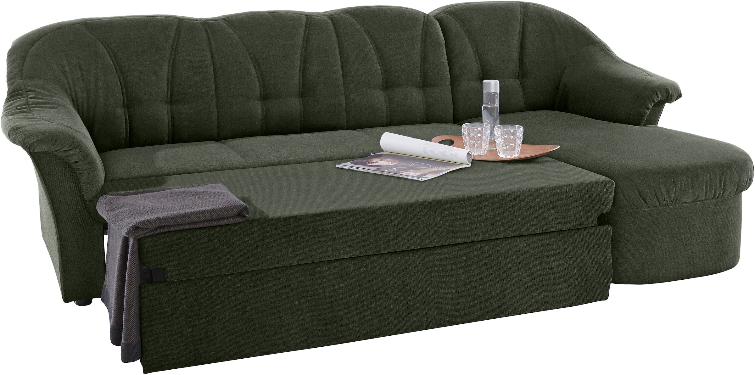 DOMO collection Ecksofa »Pegnitz, elegante Rückensteppung, komfortabel, L-Form«, wahlweise mit Bettfunktion