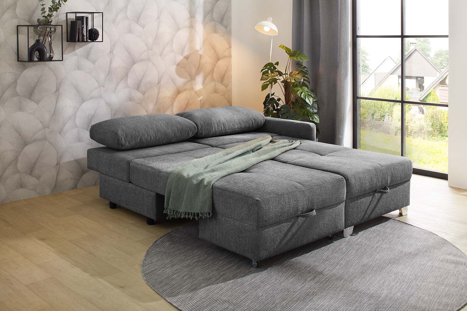 Jockenhöfer Gruppe Ecksofa »Lemberg, Dreh-Schwenk-Ottomane«, inklusive Relax- und Schlaffunktion, Ottomane links/ rechts montierbar