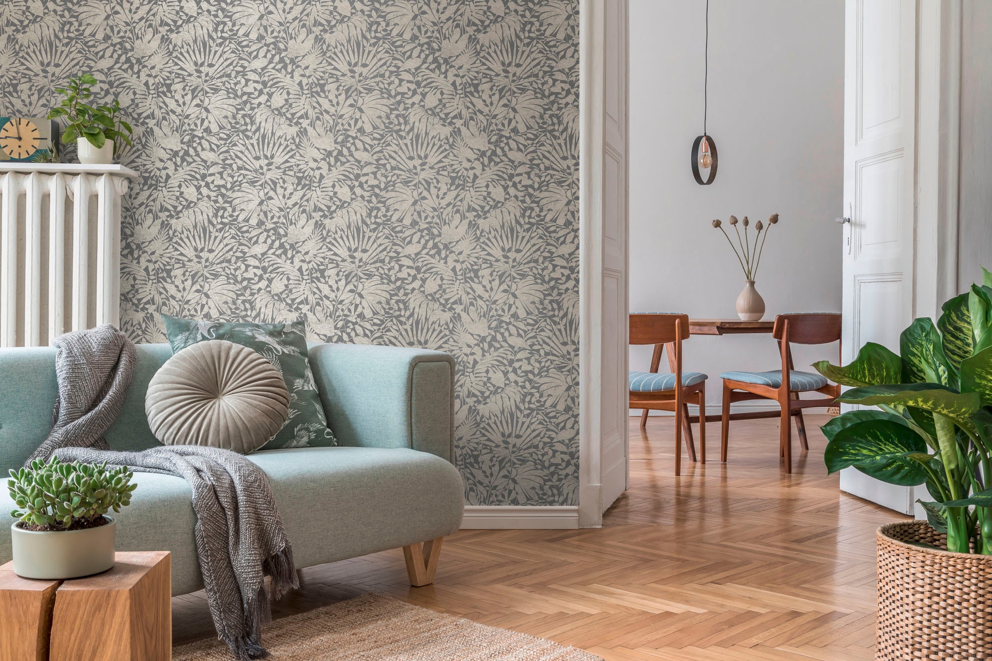 A.S. Création Vliestapete »THE BOS Floral Blätter« abstrakt | glänzend | organisch strukturiert Florale Tapete Tapete Floral Tapeten Wohnzimmer Schlafzimmer Küche