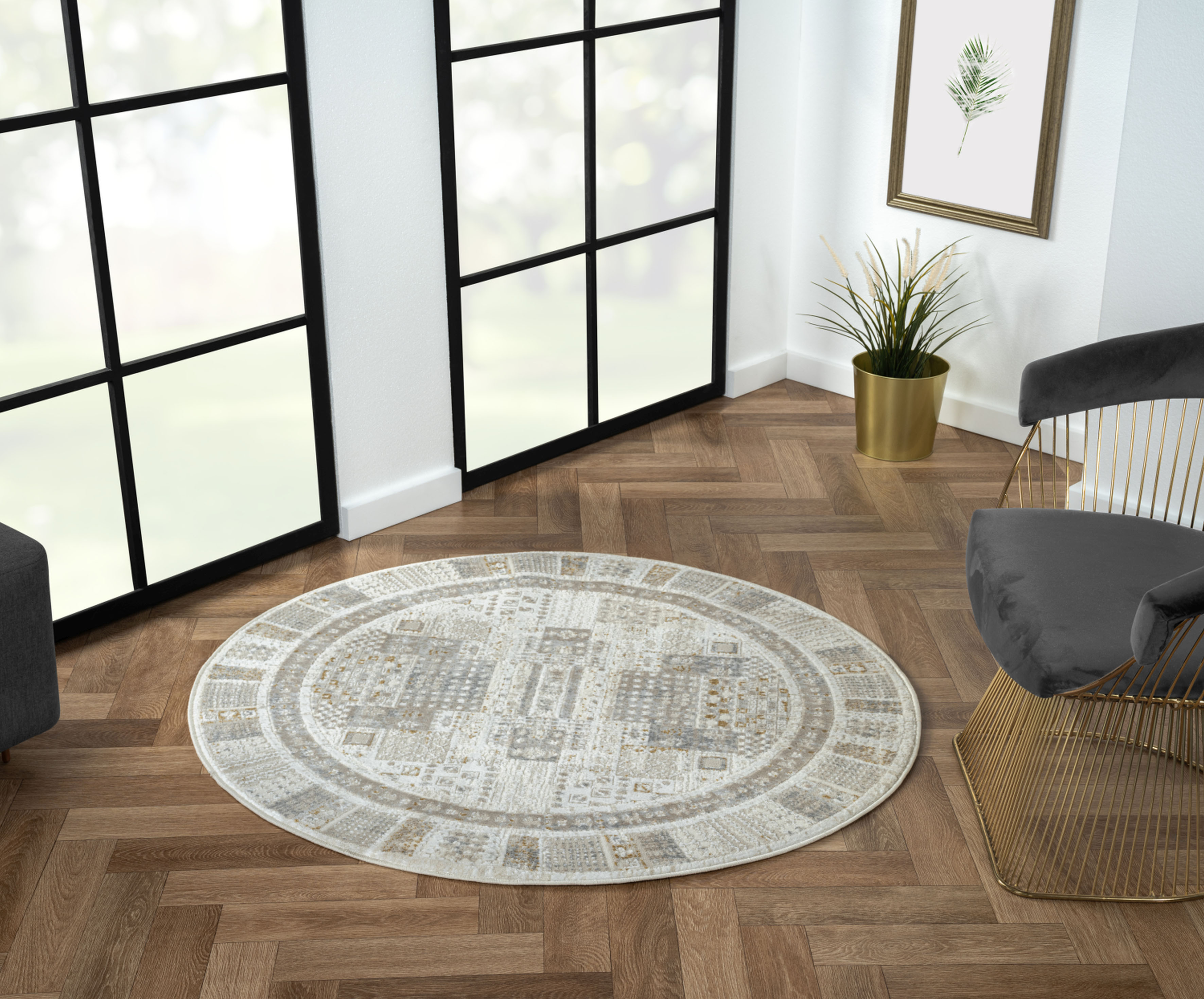 Myflair Möbel & Accessoires Teppich "My Kashkuly" rund 10 mm Höhe Kurzflor, Retro-Style, besonders weich durch Microfaser