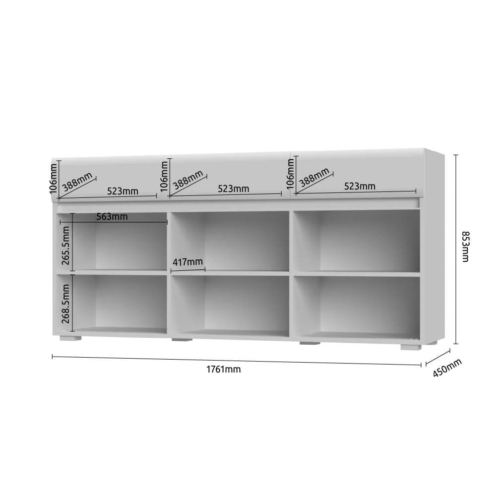 Places of Style Kombikommode »Invictus, 118oder 176/85/45cm (B/H/T), kratzfeste UV Lackierung«, (Soft-Close Funktion, höhenverstellbare Füße), 2trg., mit 1 Schublade, moderne grifflose Optik, FSC-zertifiziert