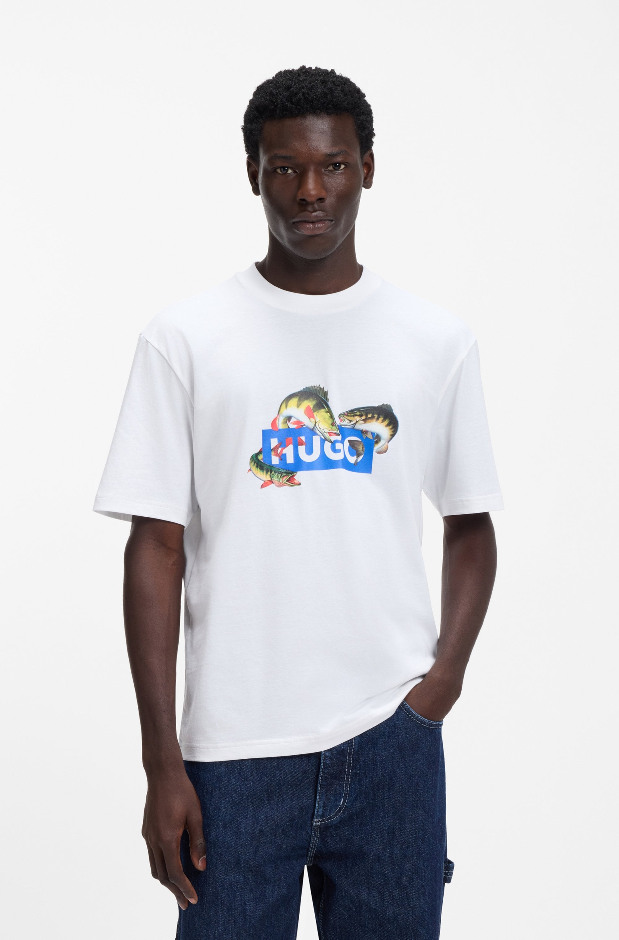 HUGO Blue T-Shirt Regular Fit, Rundhalsausschnitt günstig online kaufen