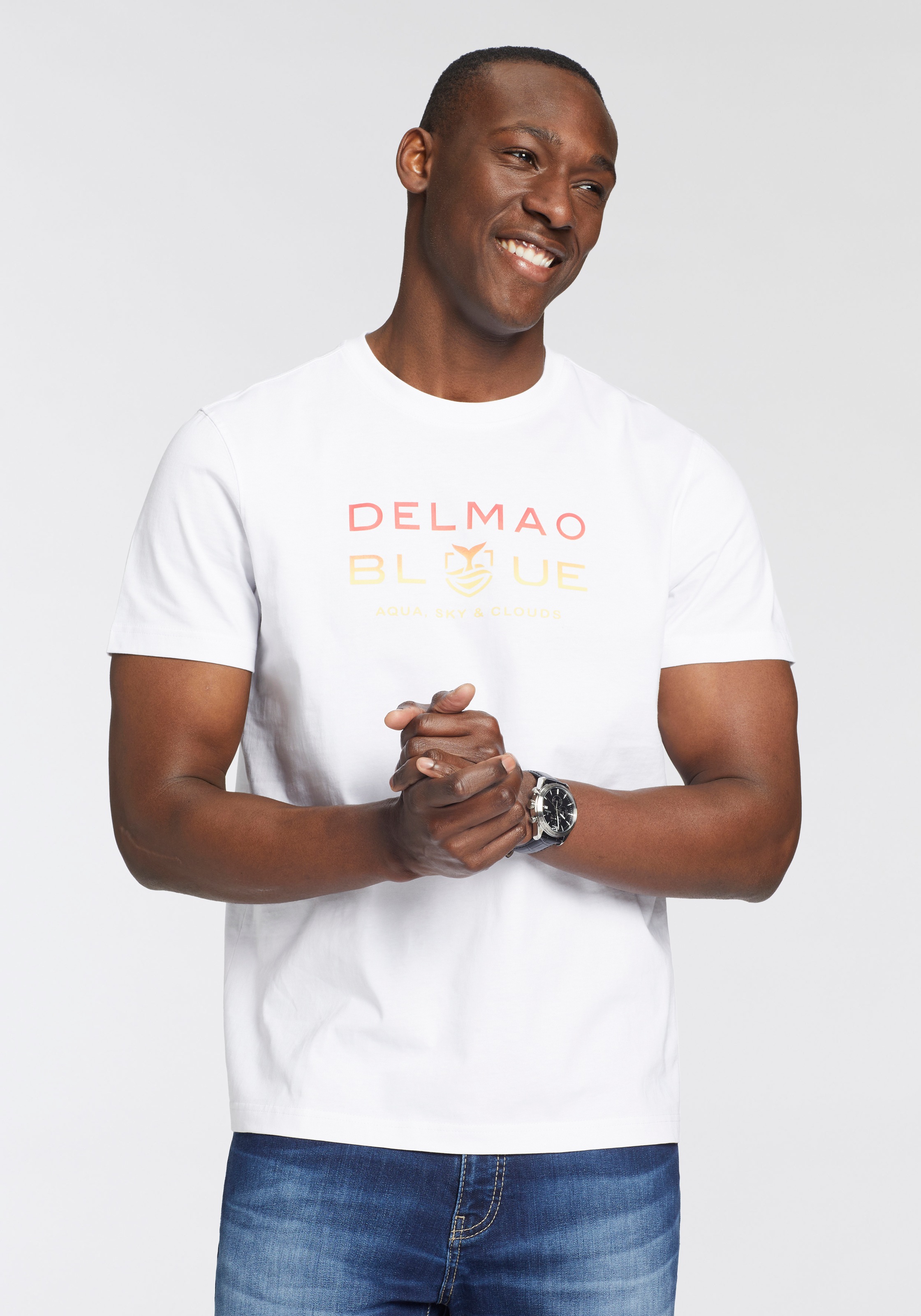 DELMAO T-Shirt, Kurzarm, bedruckt, Rundhals, aus 100% Baumwolle günstig online kaufen