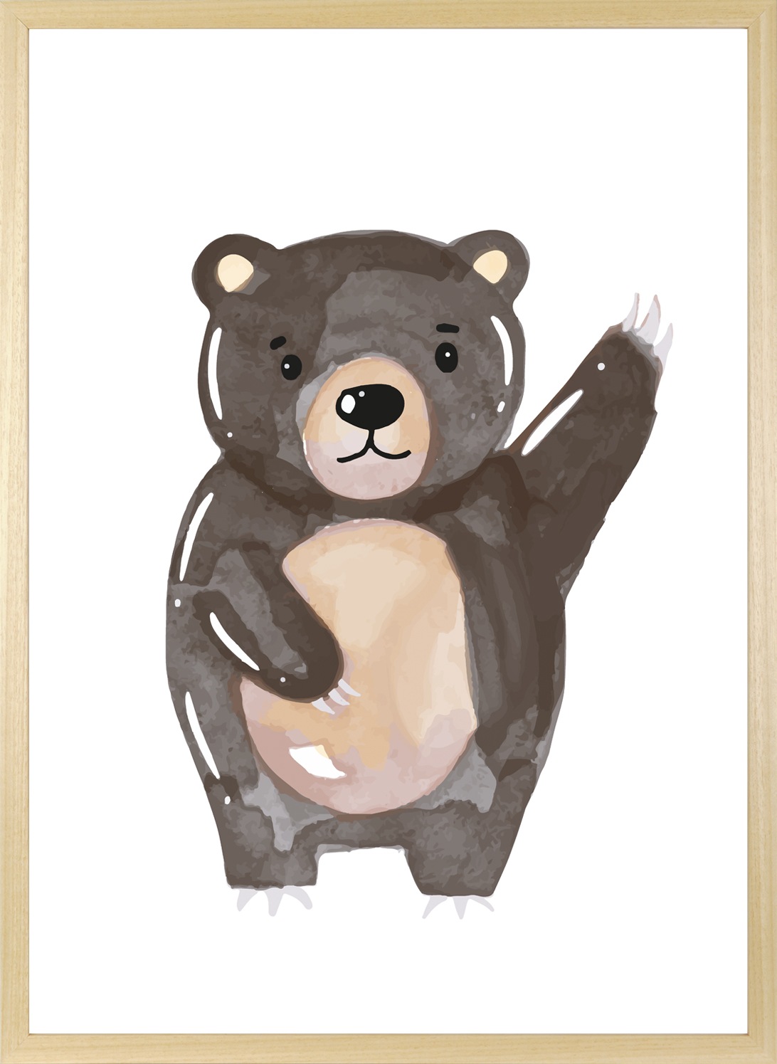 queence Bild mit Rahmen »Brauner Bär«, Bär-Bären-Teddy-Tiere, (1 St.), HD Premium Posterdruck mit Echtholzrahmen